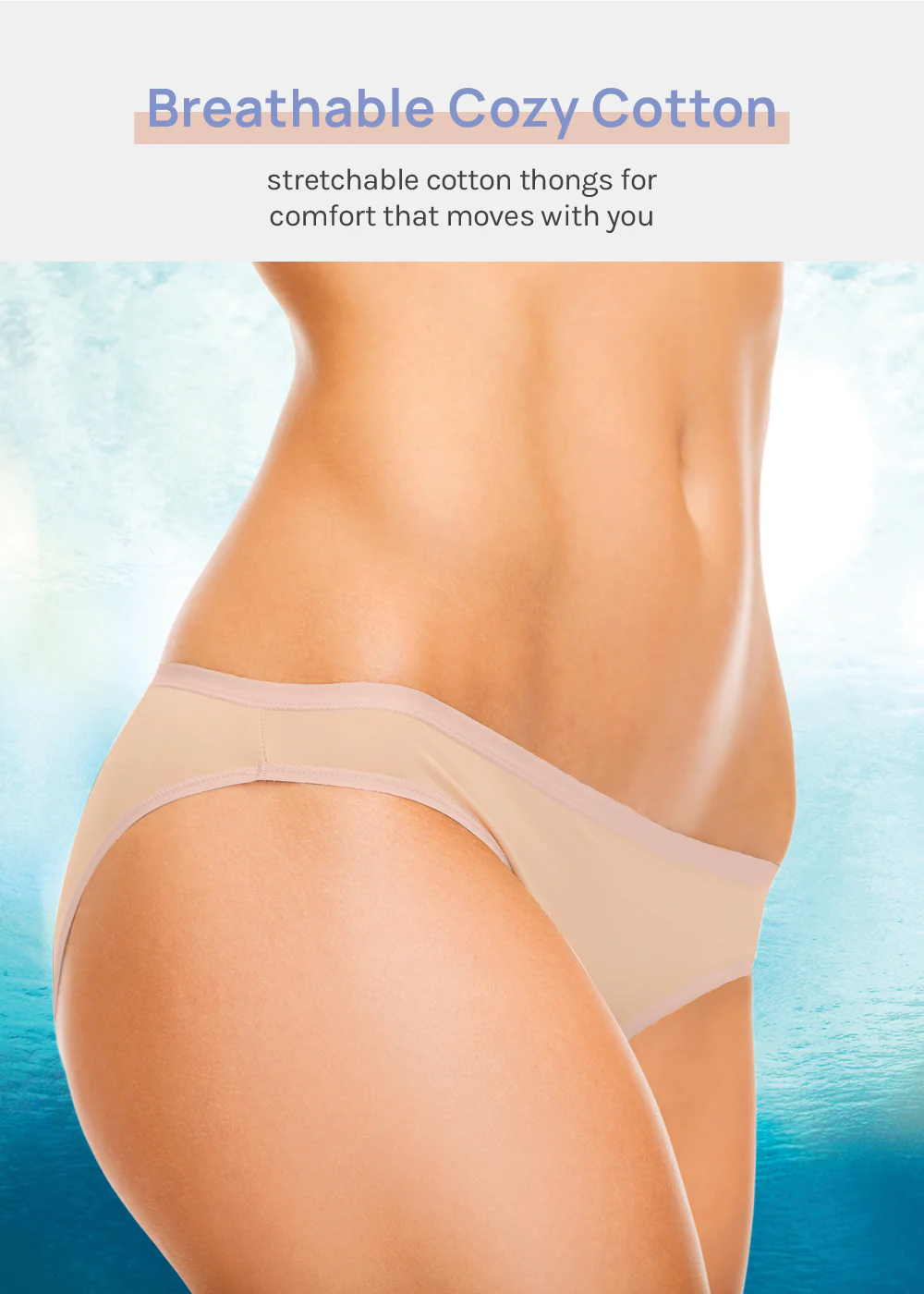 Her. Cotton Stretch Thong - Nude - Image 2