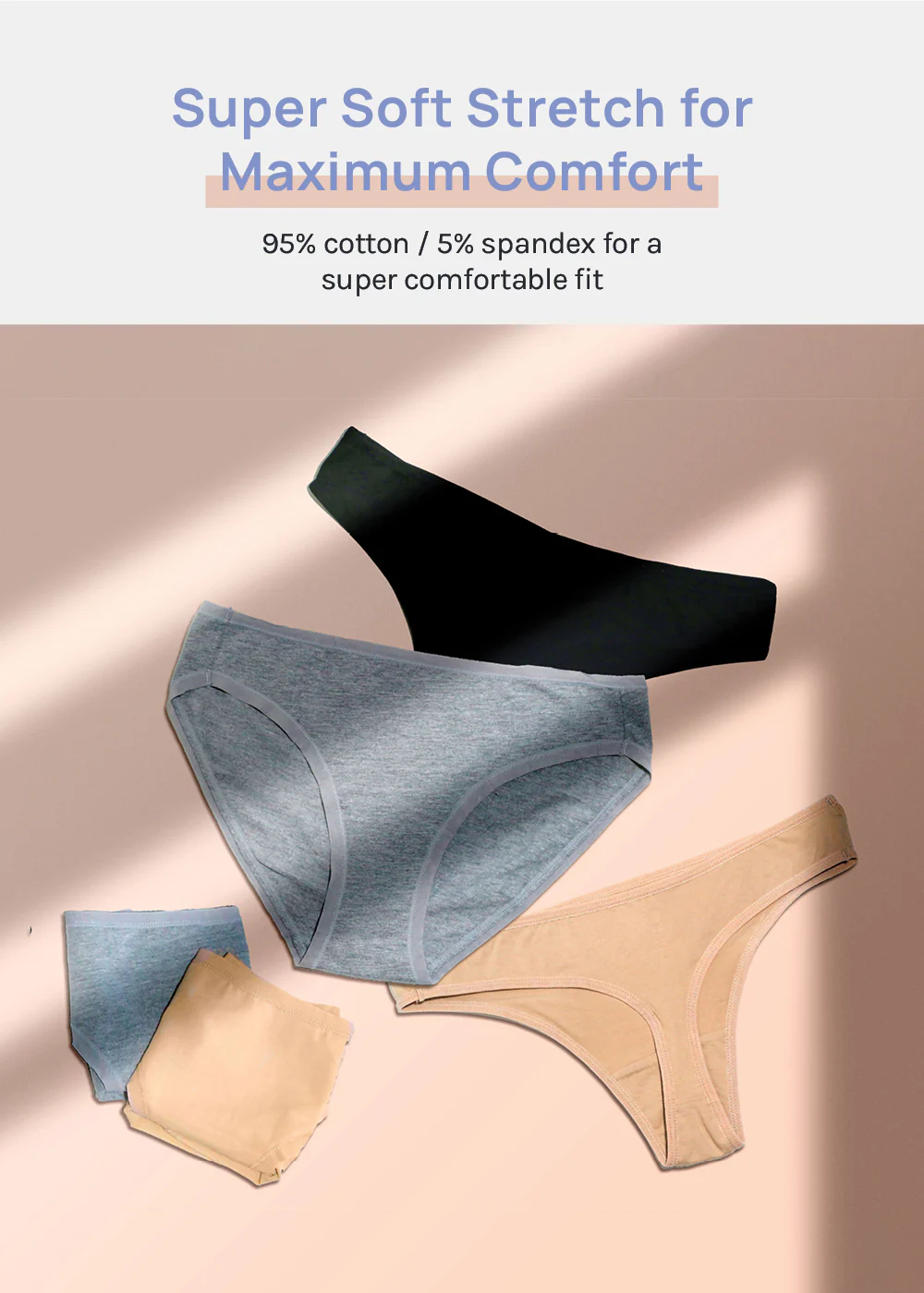 Her. Cotton Stretch Thong - Nude - Image 3
