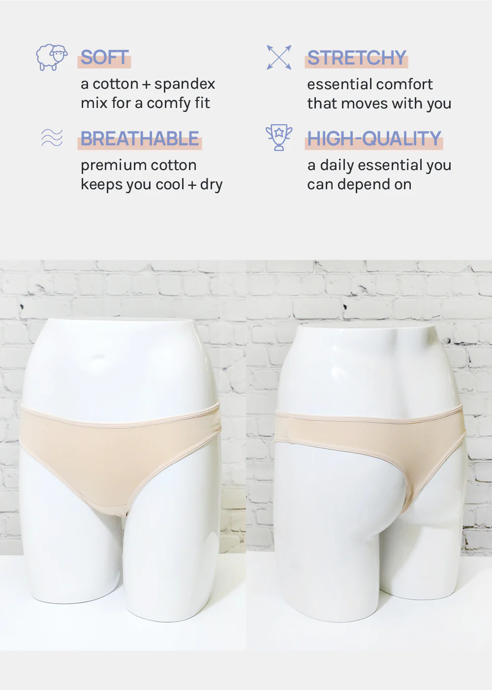 Her. Cotton Stretch Thong - Nude - Image 4