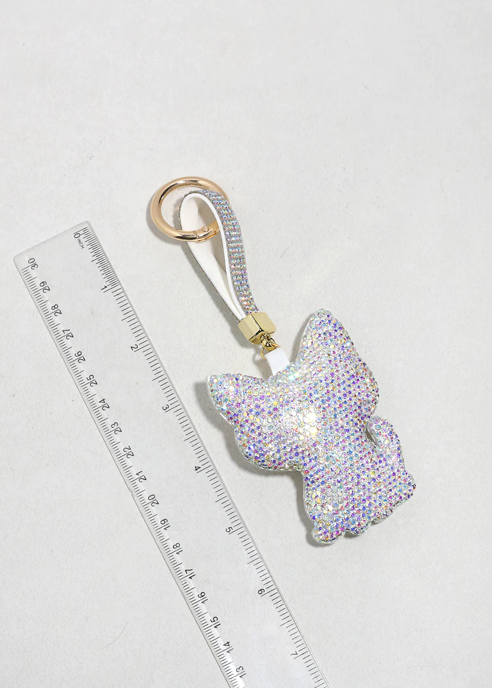 Iridescent Rhinestone Cat Bag Charm - Image 3