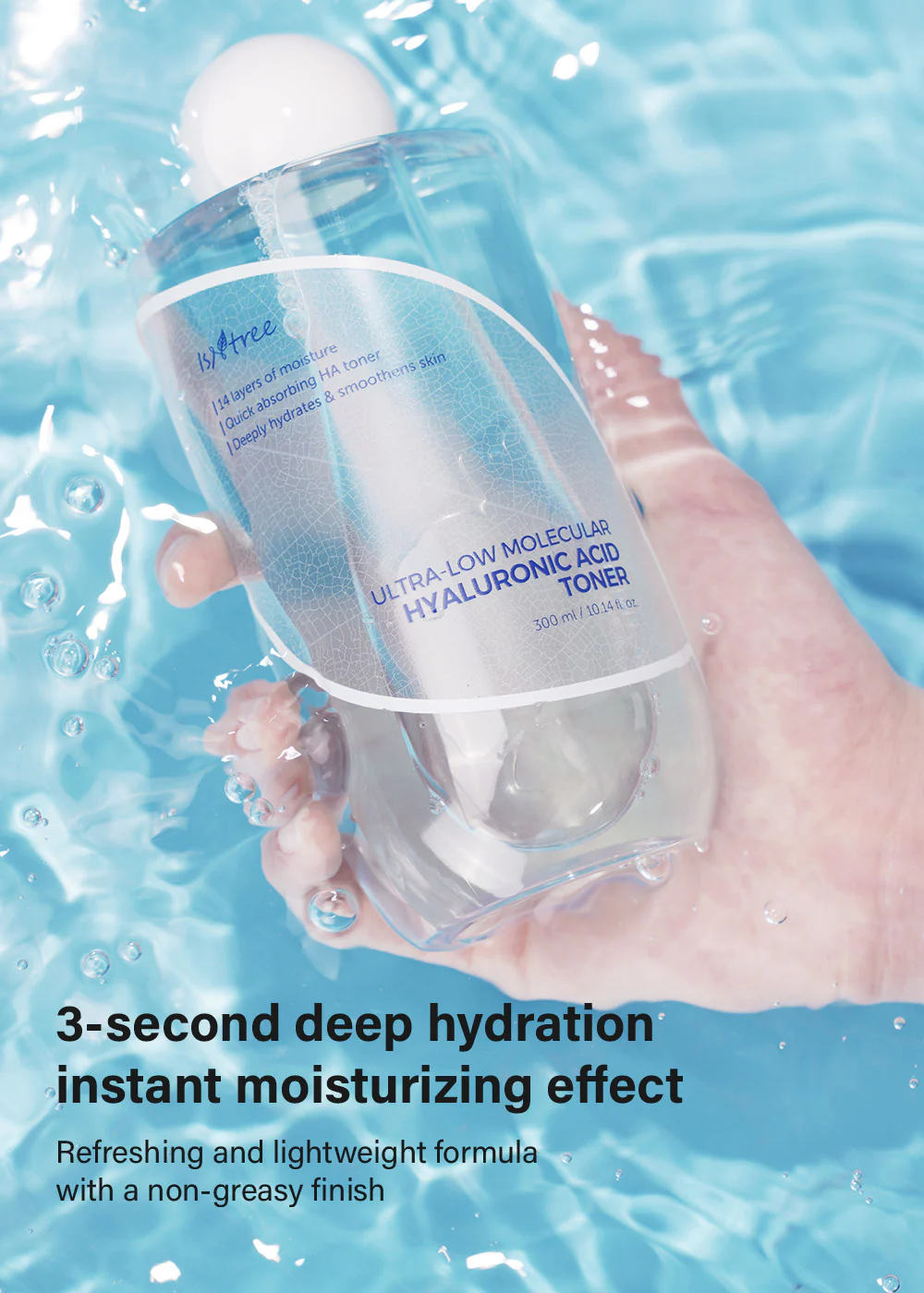 Isntree Ultra-Low Molecular Hyaluronic Acid Toner 300ml - Image 2