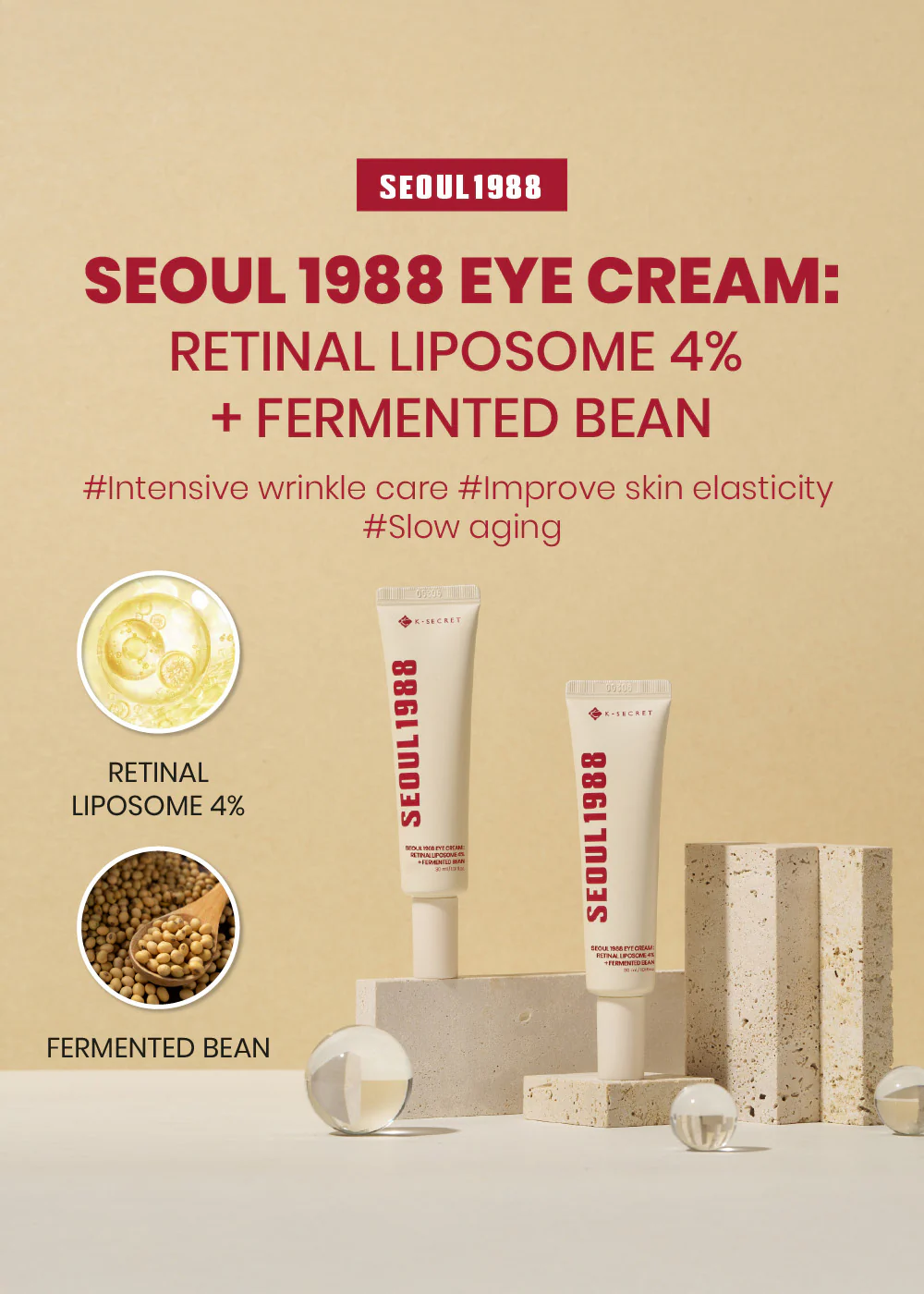 K-Secret Seoul 1988 Eye Cream: Retinal Liposome 4% + Fermented Bean 30ml - Image 2
