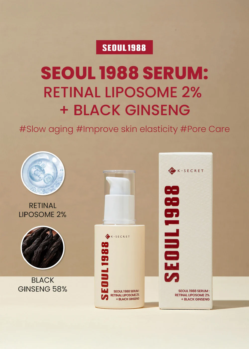 K-Secret Seoul 1988 Serum: Retinal Liposome 2% + Black Ginseng 30ml - Image 2