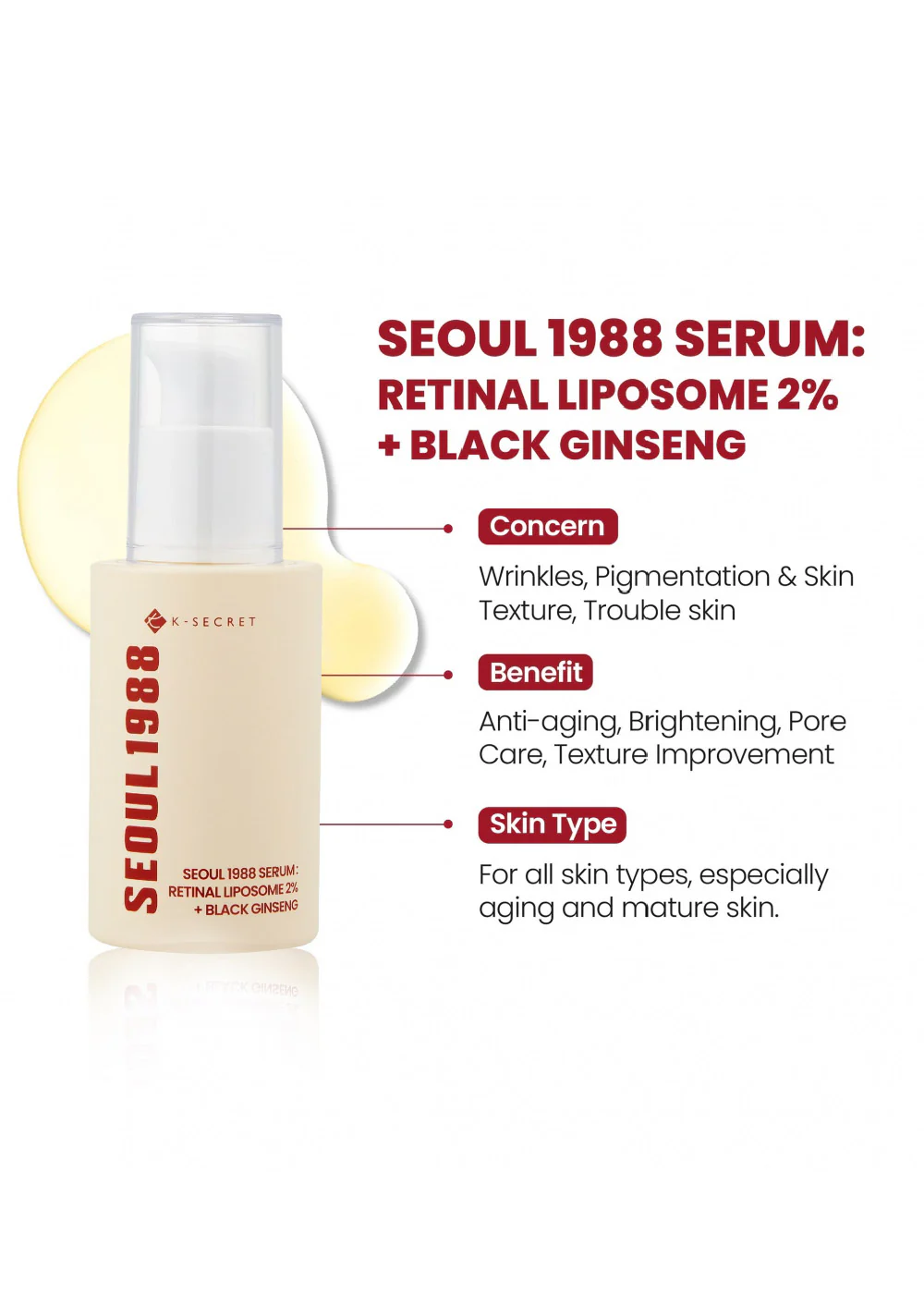 K-Secret Seoul 1988 Serum: Retinal Liposome 2% + Black Ginseng 30ml - Image 3