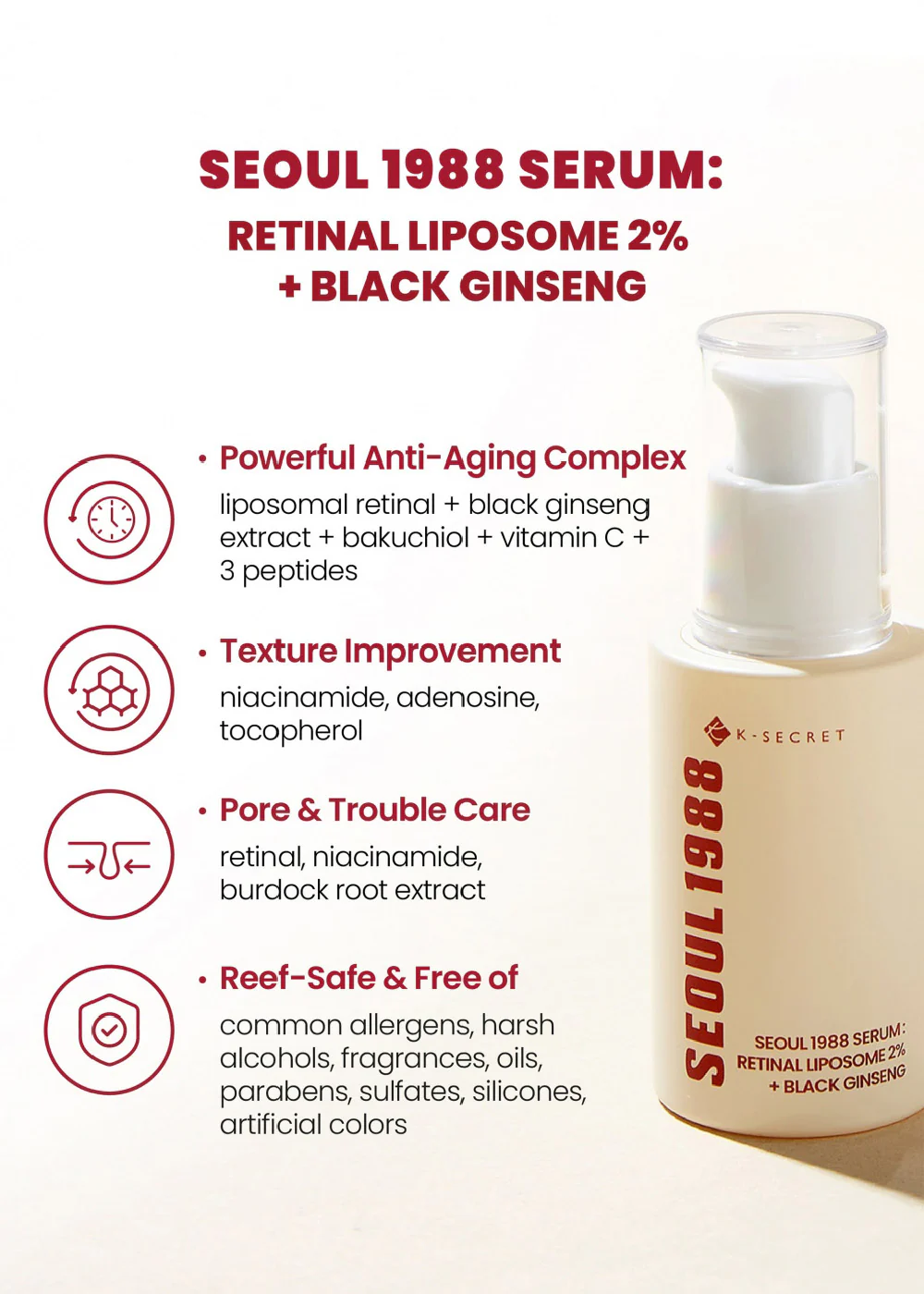 K-Secret Seoul 1988 Serum: Retinal Liposome 2% + Black Ginseng 30ml - Image 6
