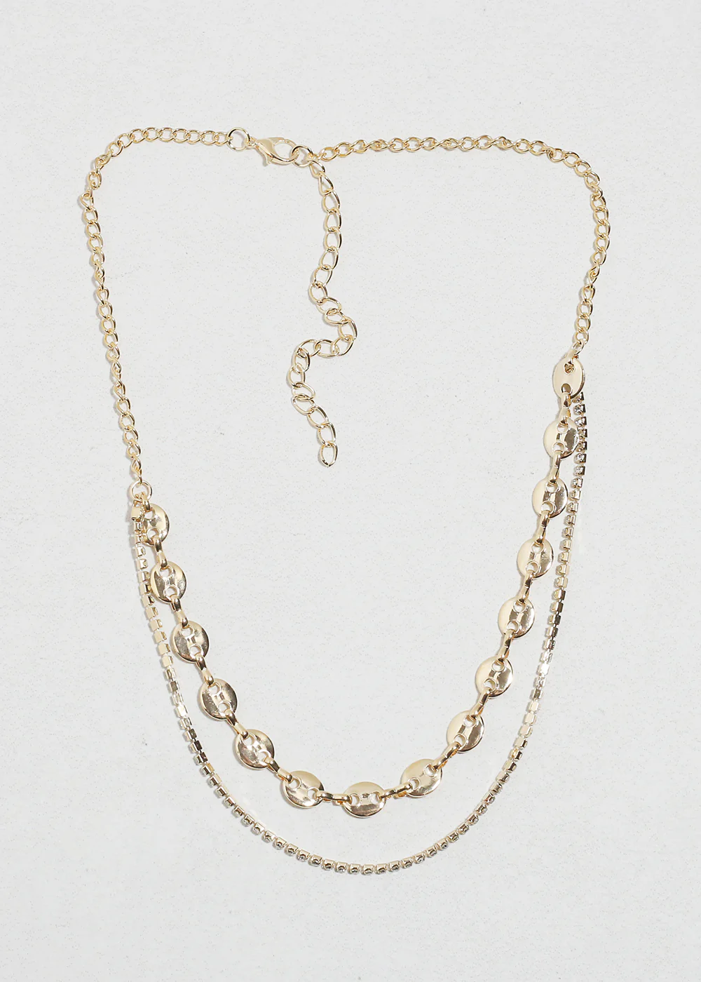 Layered Rhinestone Chain Necklace