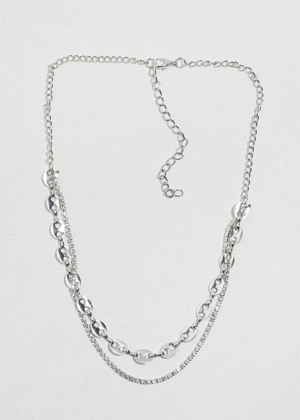 Layered Rhinestone Chain Necklace - Image 2