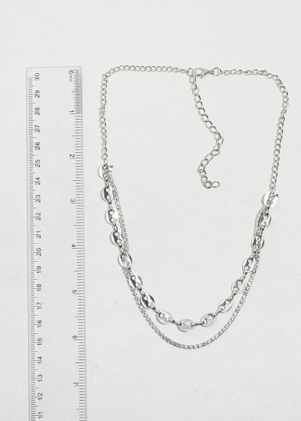 Layered Rhinestone Chain Necklace - Image 3