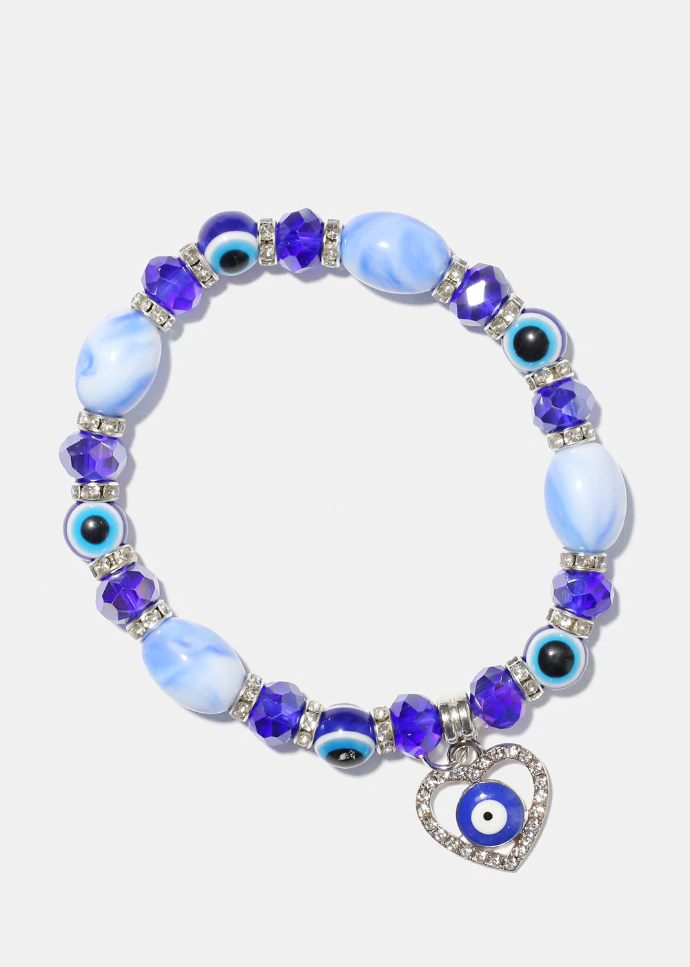 Light Color Bead Bracelet with Heart & evil Eye - Image 10