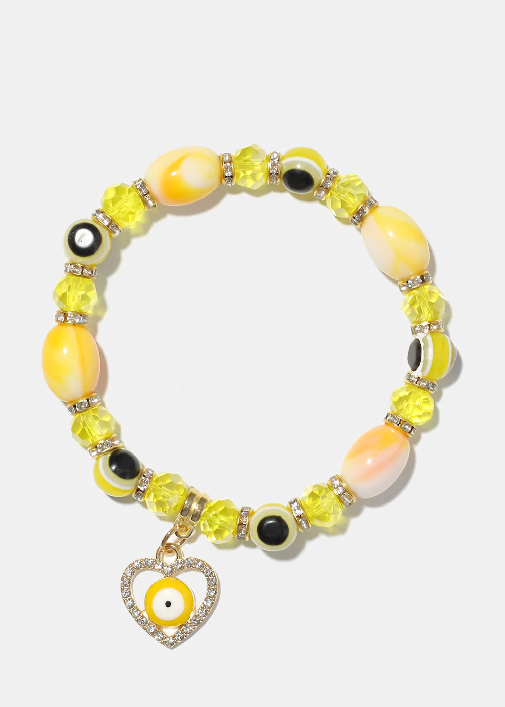 Light Color Bead Bracelet with Heart & evil Eye - Image 13