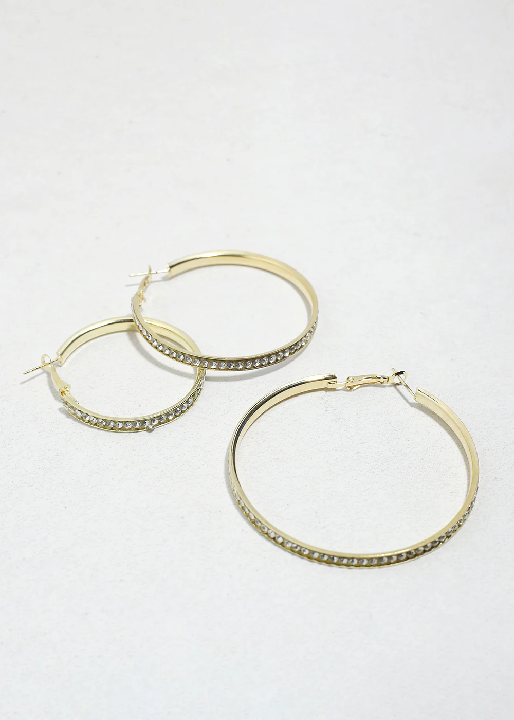 Lustre Trio Rhinestone Hoop Earrings - Image 2