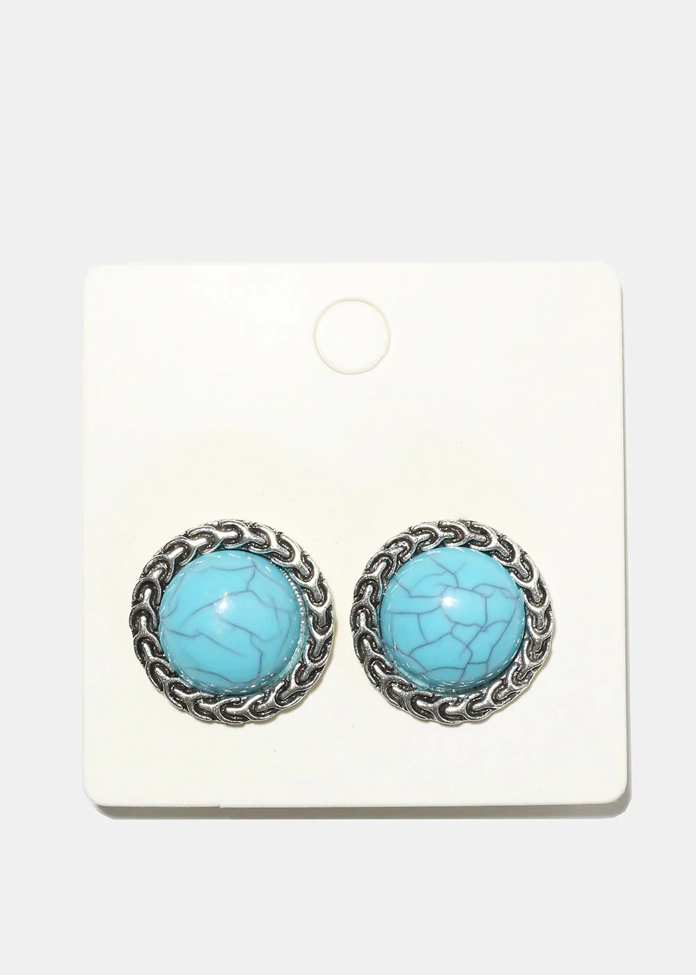Marble Circle Clip Earrings - Image 2