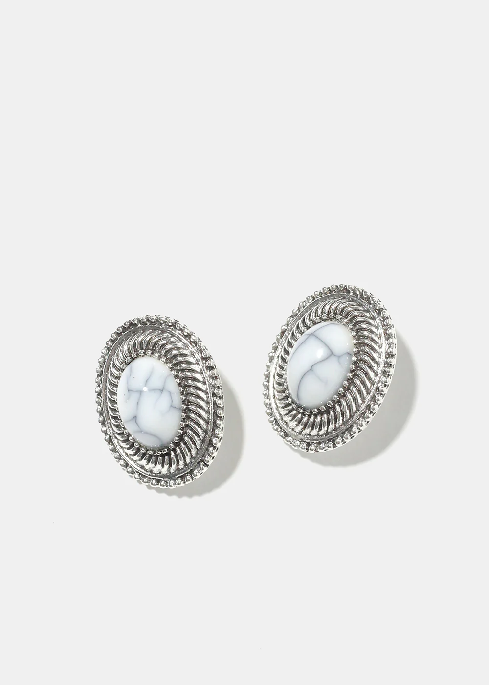 Marble Oval Clip On Earrings - Image 4