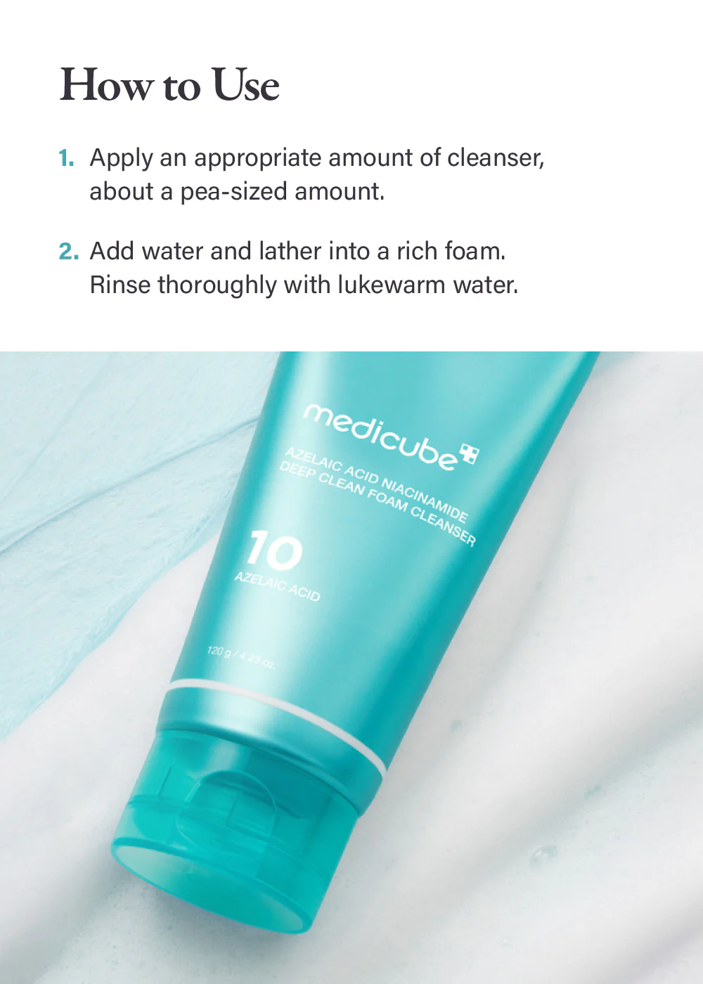 medicube Azelaic Acid Niacinamide Deep Clean Foam Cleanser 120g - Image 5