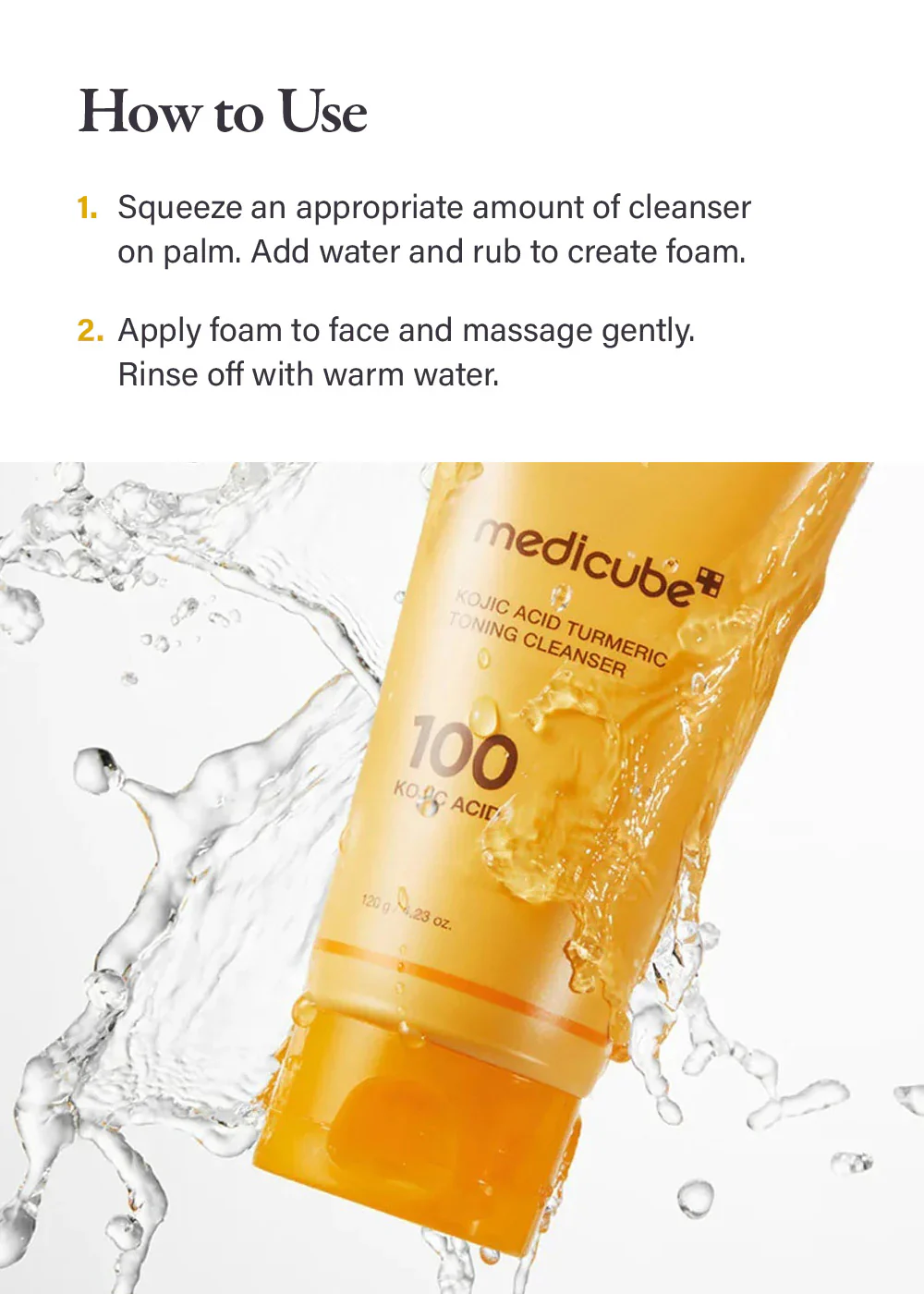 medicube Kojic Acid Turmeric Toning Cleanser 120g - Image 5