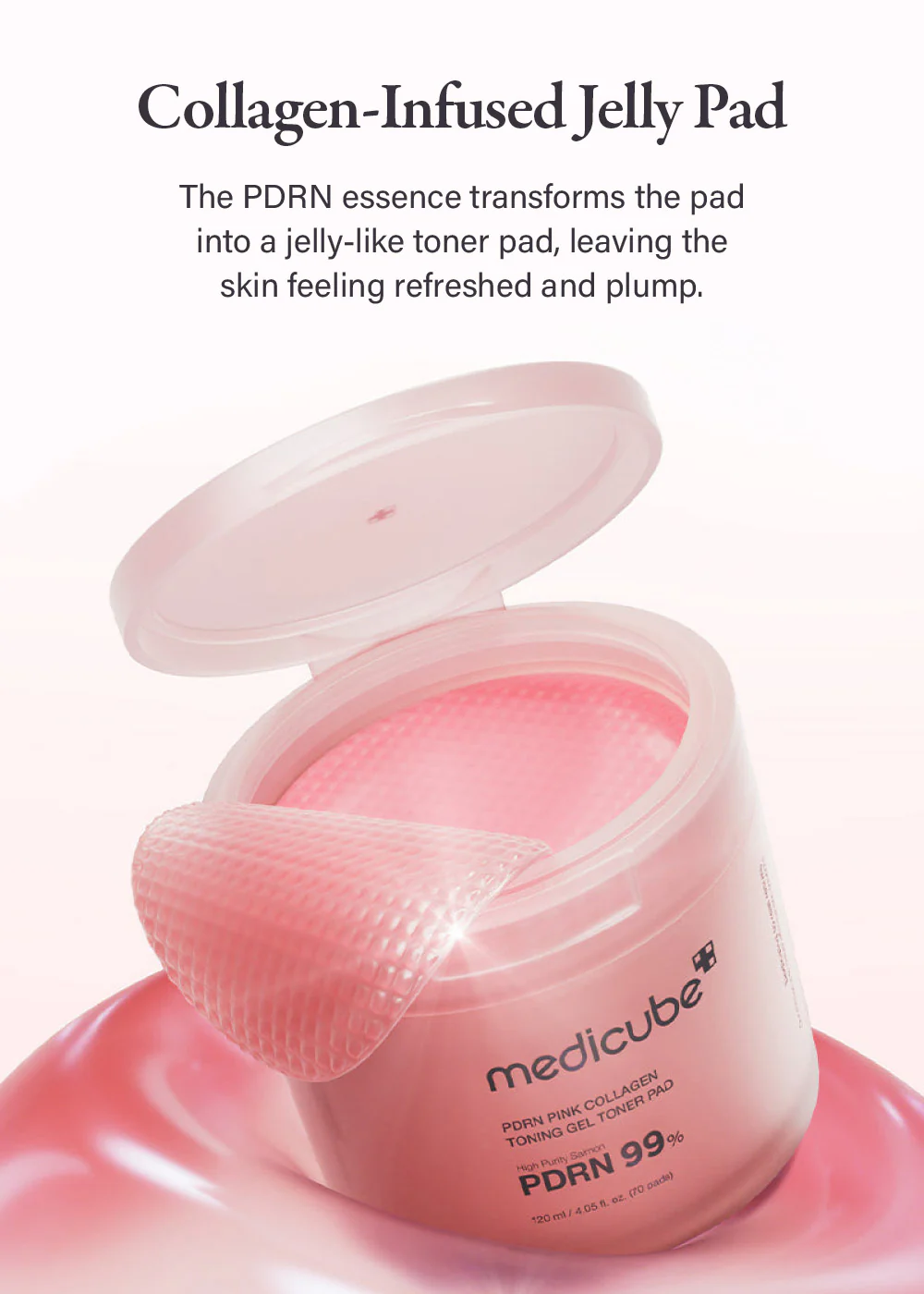 medicube PDRN Pink Collagen Toning Gel Toner Pad (70 Pads) - Image 3