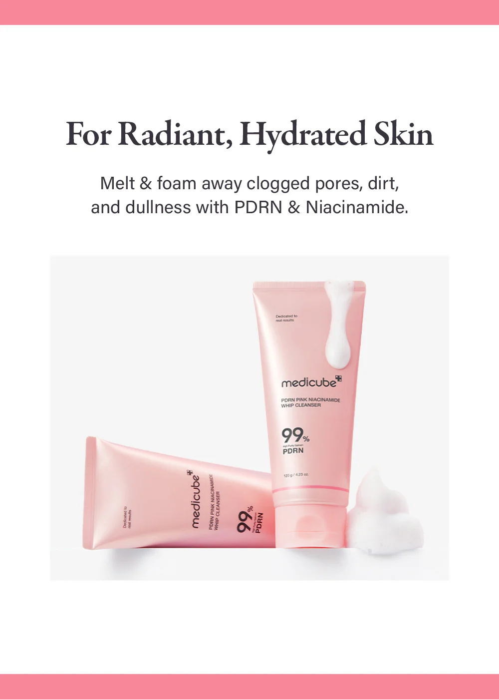 medicube PDRN Pink Niacinamide Whip Cleanser 120g - Image 2