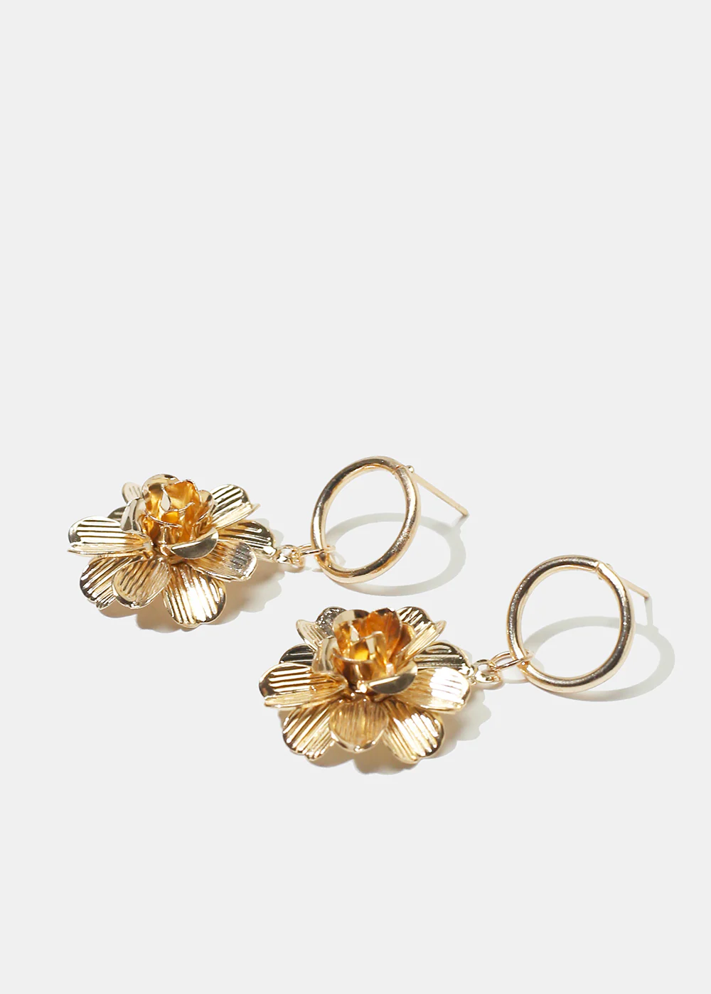 Metal Flower Dangle Earrings - Image 3