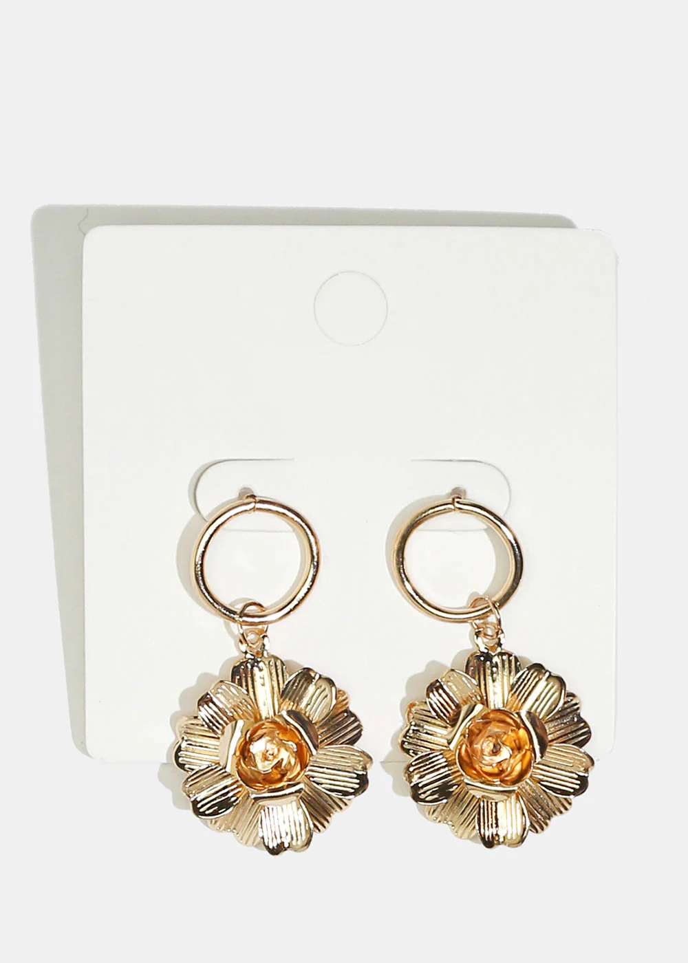 Metal Flower Dangle Earrings - Image 4