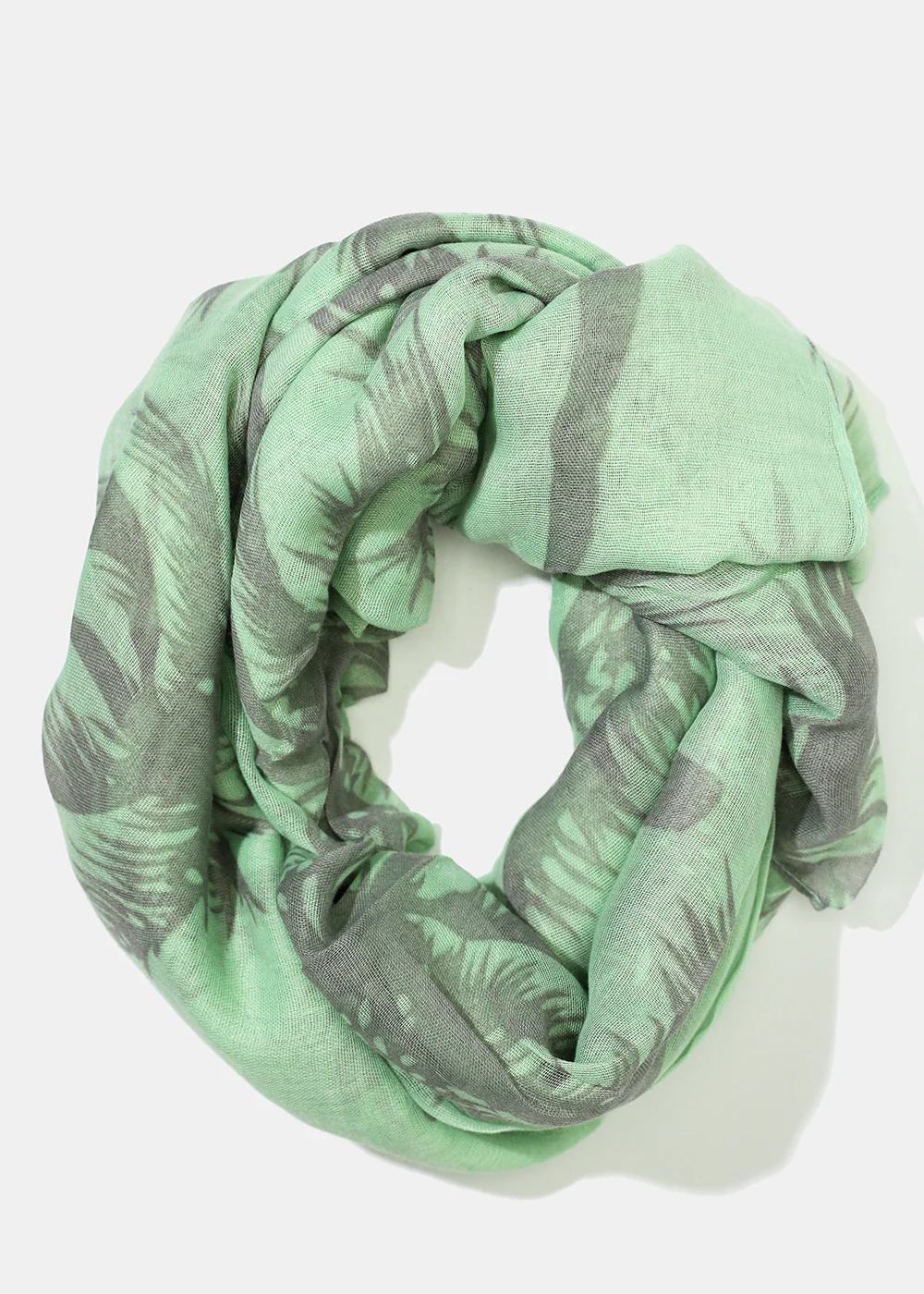 A+ Mint Palm Tree Print Lightweight Scarf