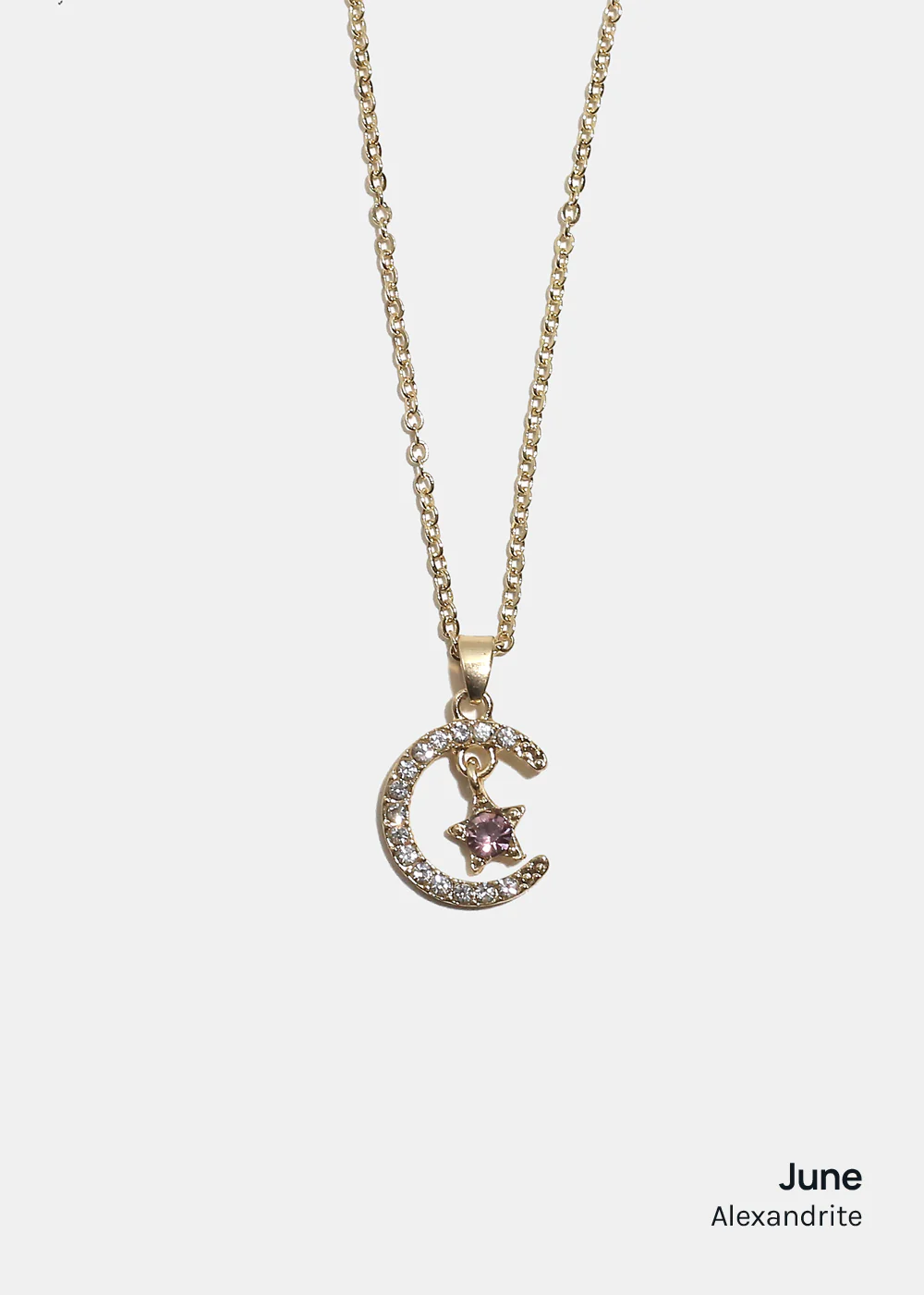 Miss A Birthstone Necklace - Moon + Star - Image 11