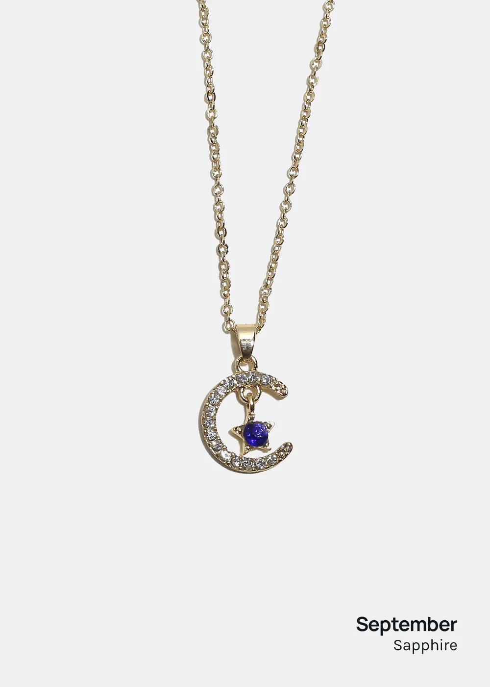 Miss A Birthstone Necklace - Moon + Star - Image 14