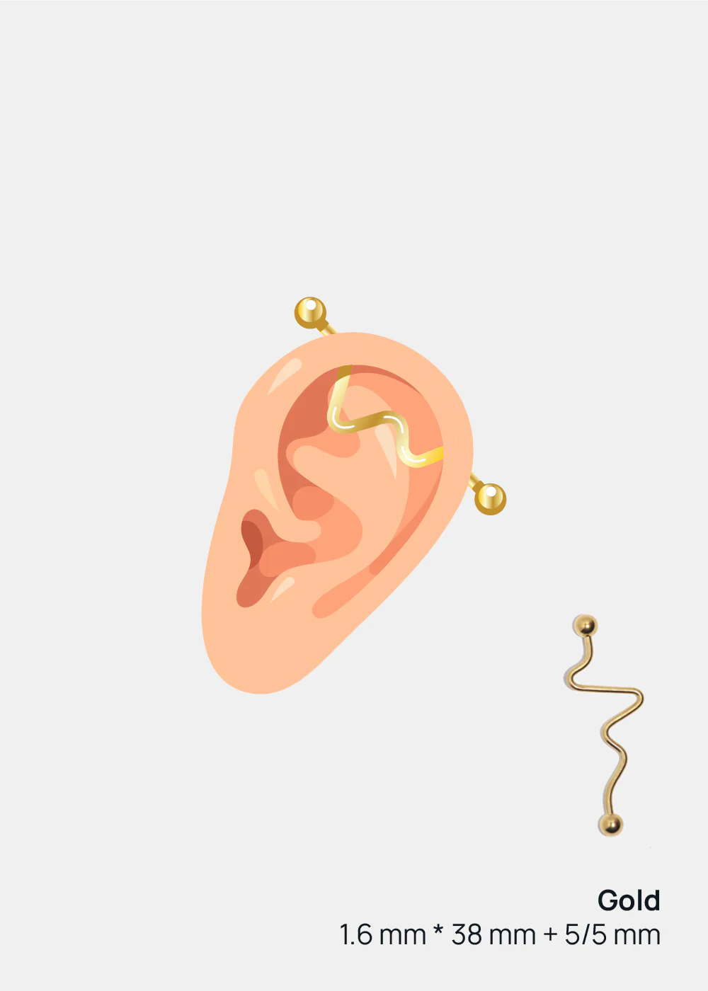 Miss A Body Jewelry - Wave Industrial Bar Earring - Image 2