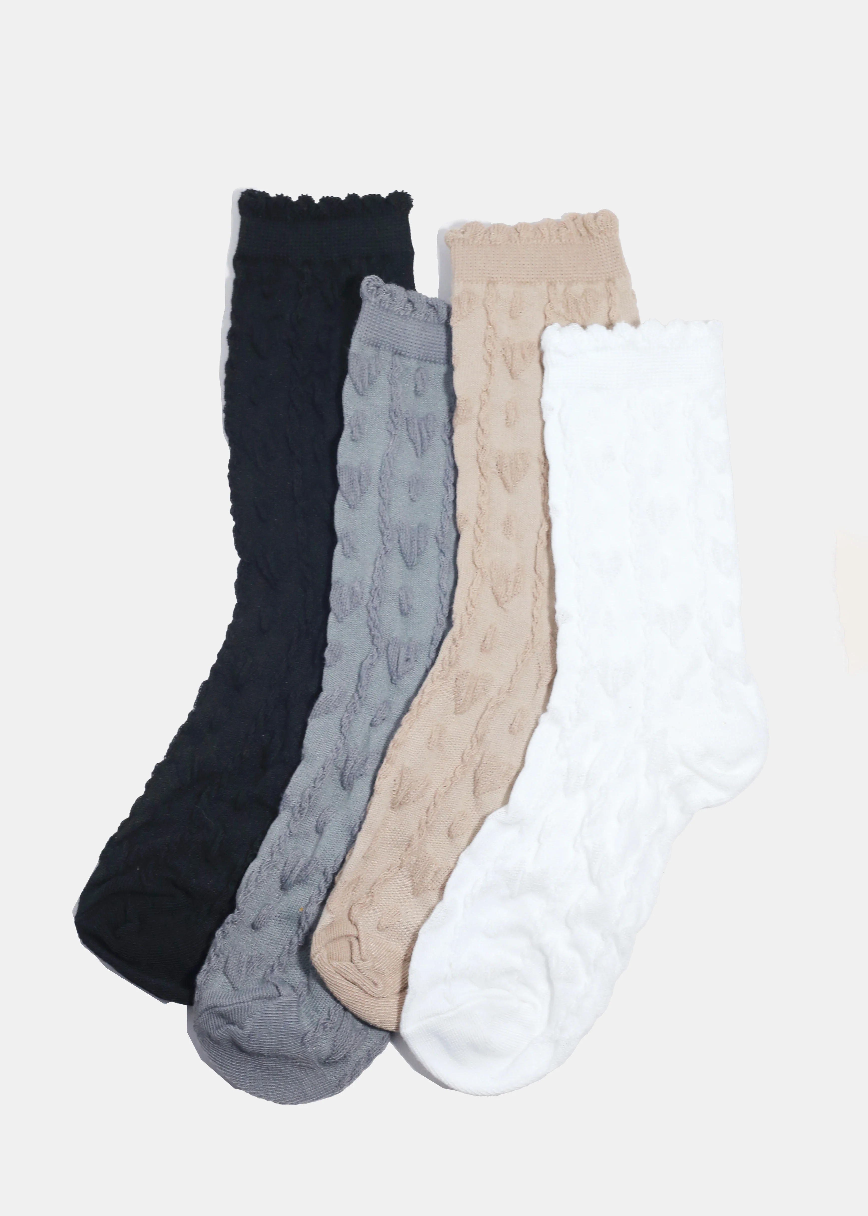 Miss A Knitted Heart Crew Length Premium Socks