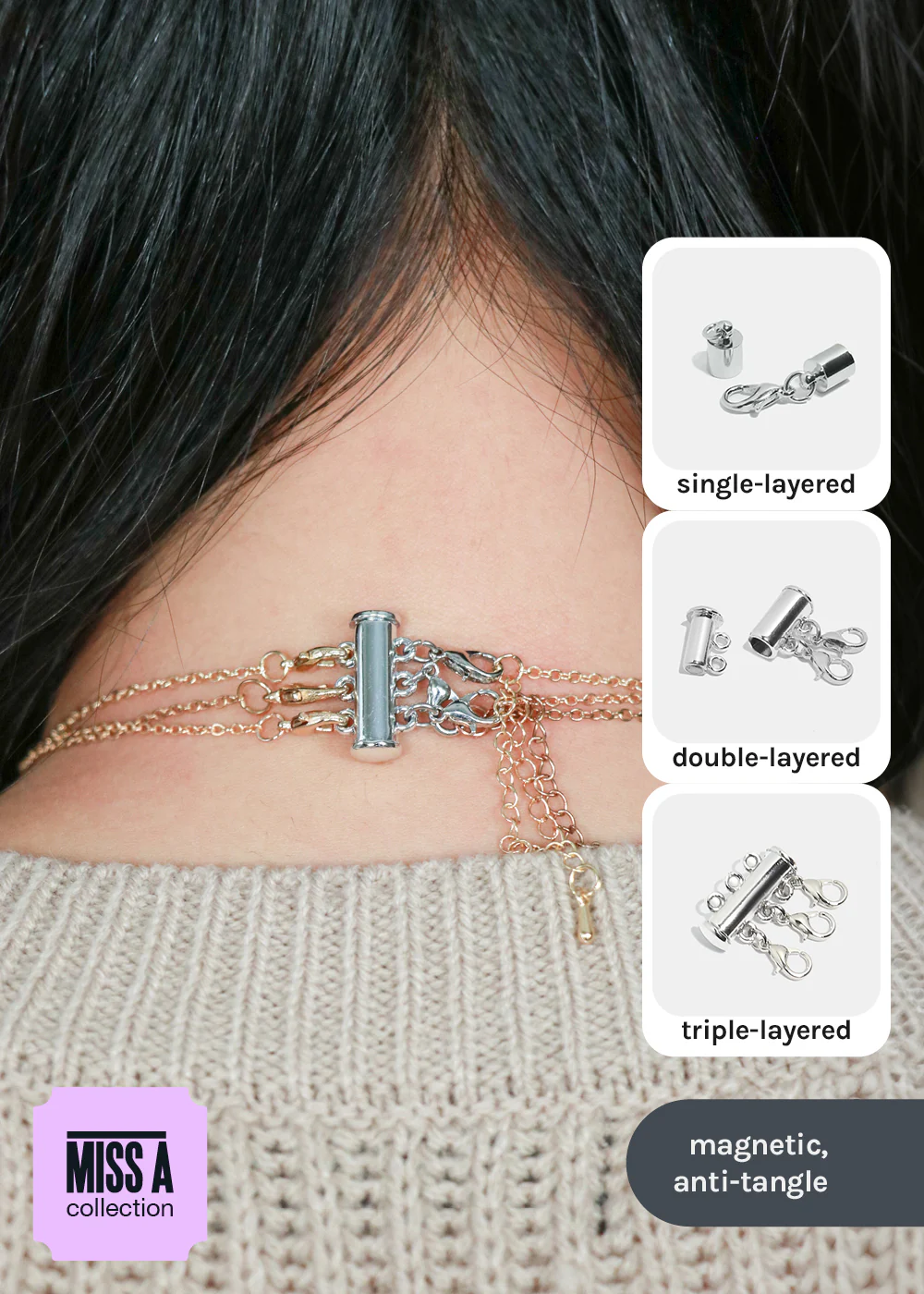 Miss A Necklace Clasp - Silver