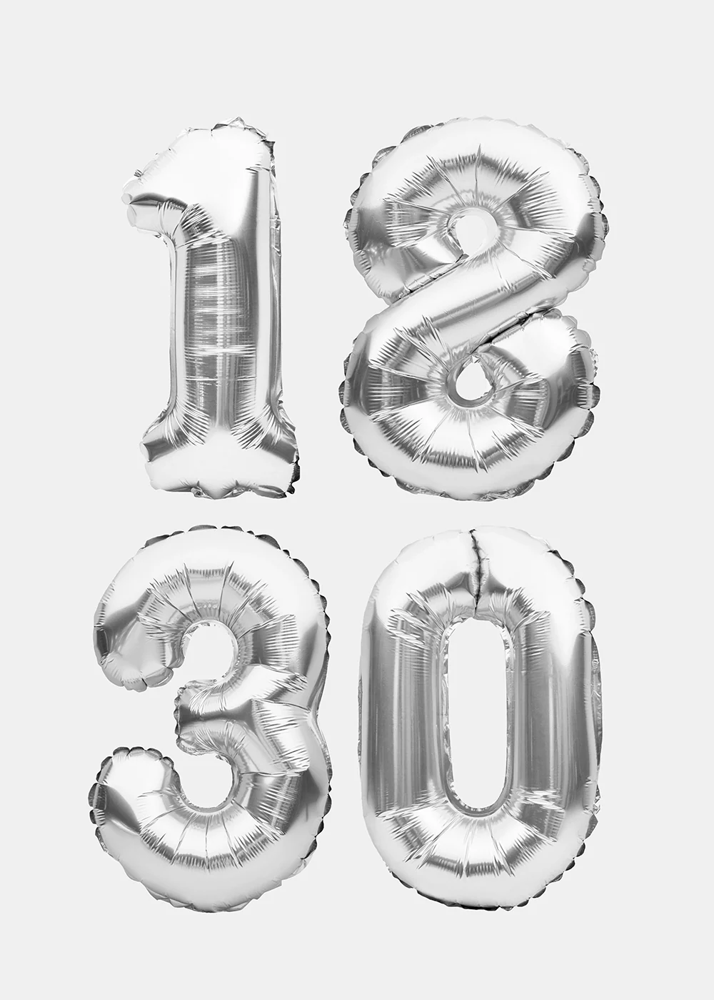Official Key Items Party Balloons- Silver Numbers