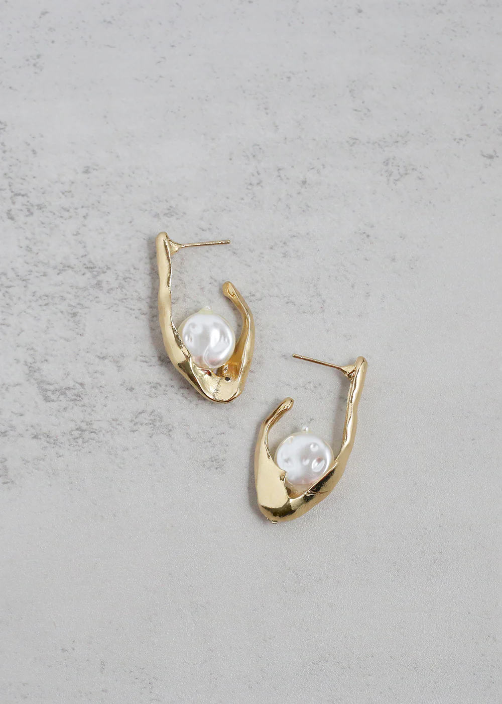 Modern Textured Pearl Dangle Earrings
