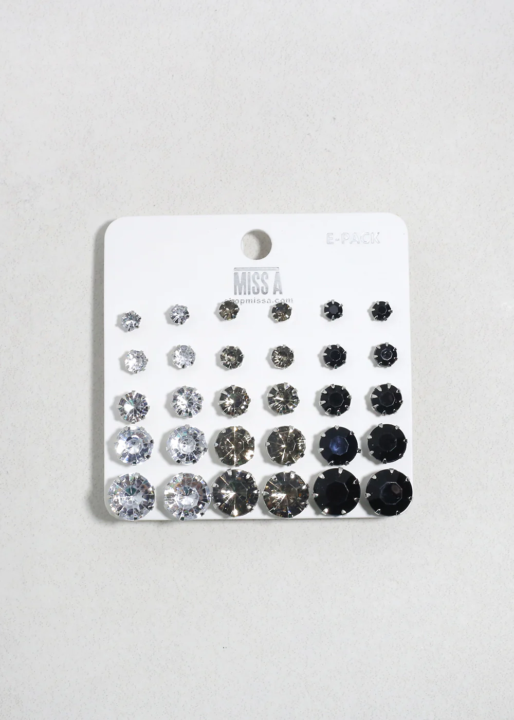 Multi-Color Rhinestone Stud Earring Pack - Silver - Image 4