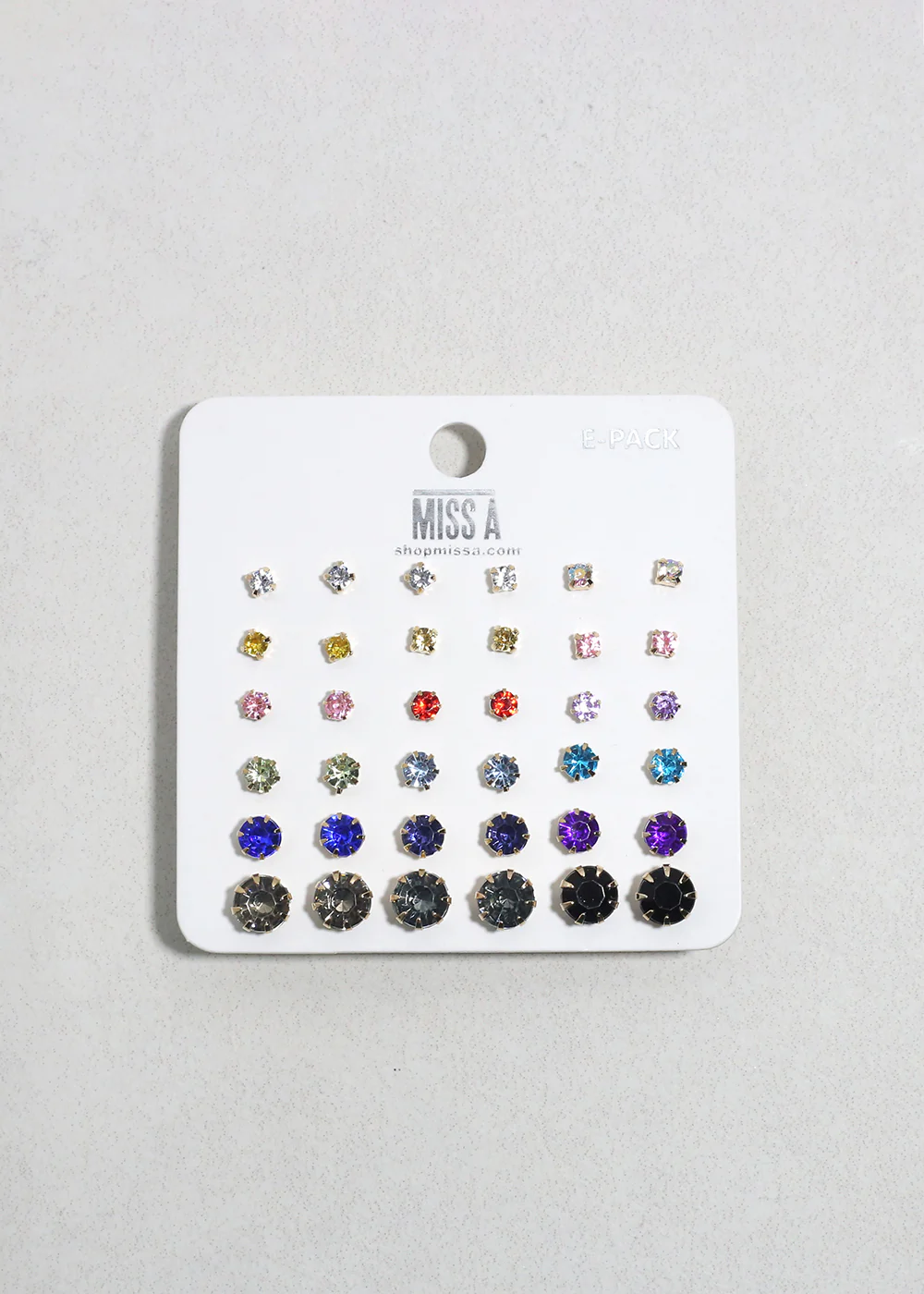 Multi-Color Rhinestone Stud Earring Pack - Gold - Image 2