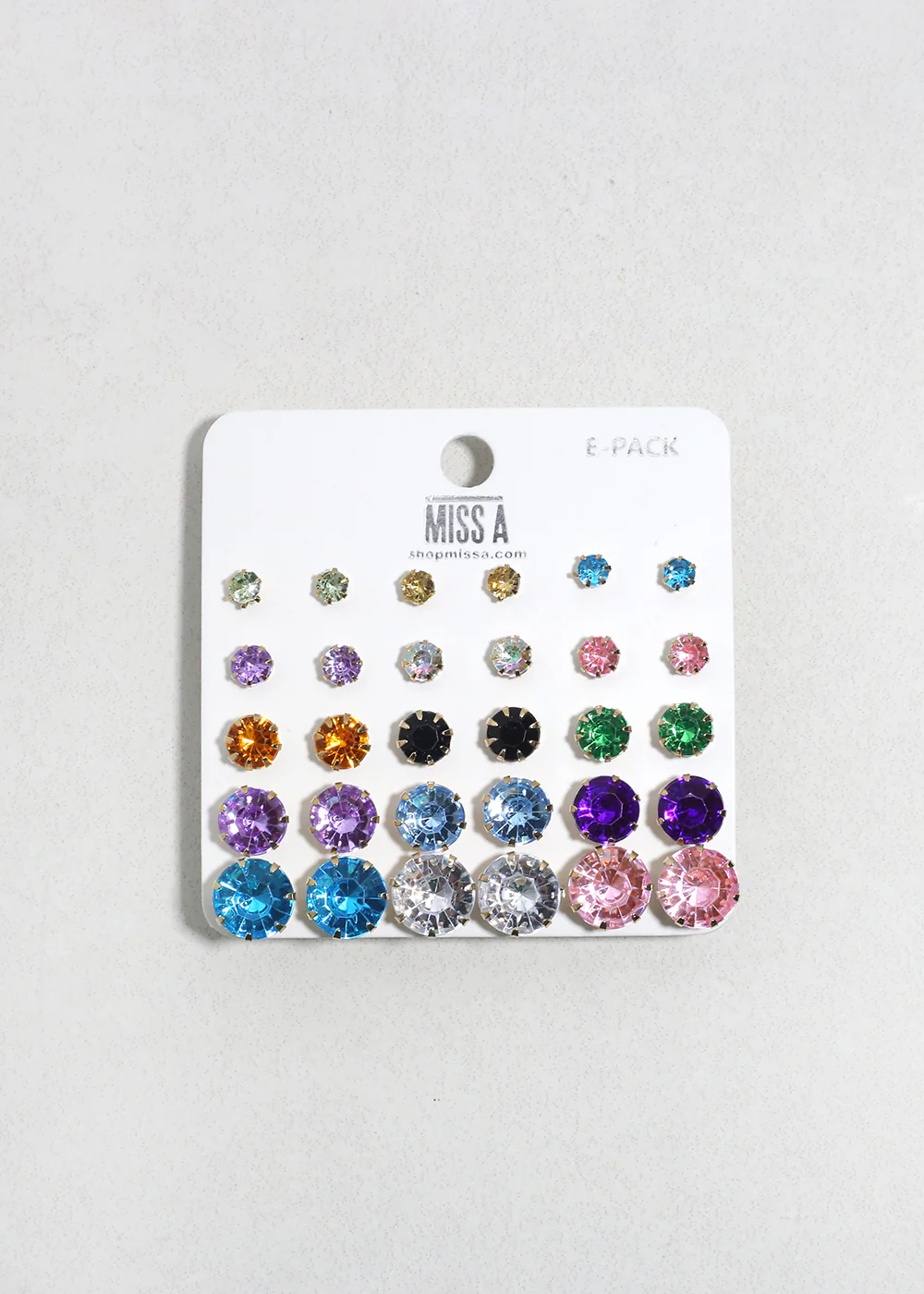 Multi-Color Rhinestone Stud Earring Pack - Gold - Image 3