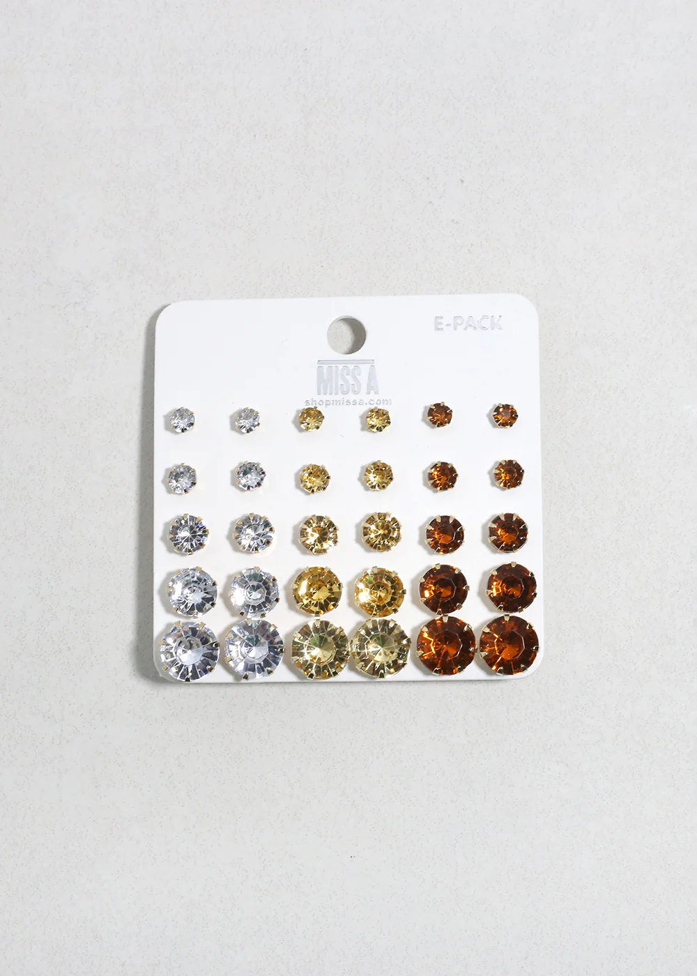 Multi-Color Rhinestone Stud Earring Pack - Gold - Image 4