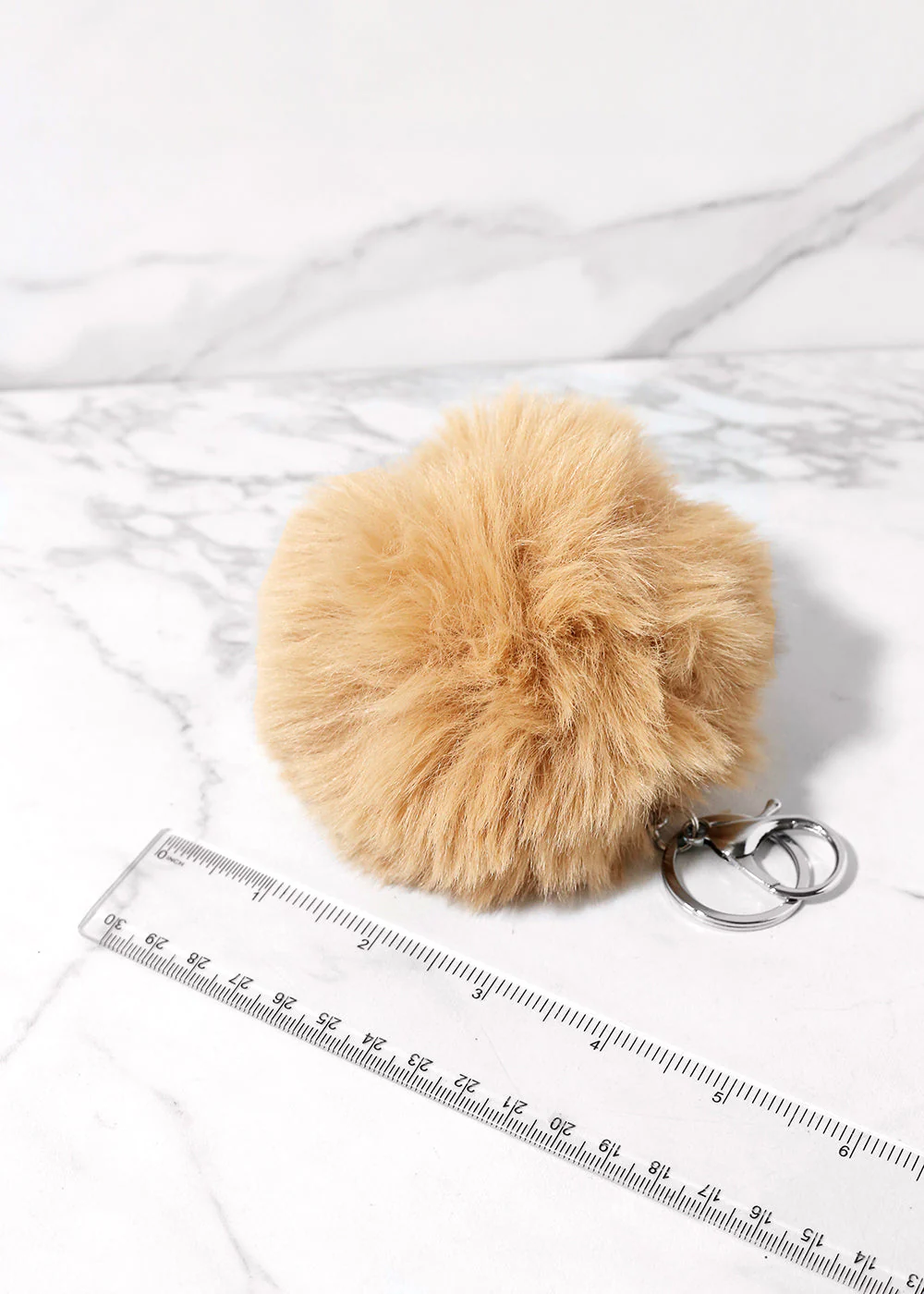 Neutral Faux Fur Pom Pom Keychain - Image 5