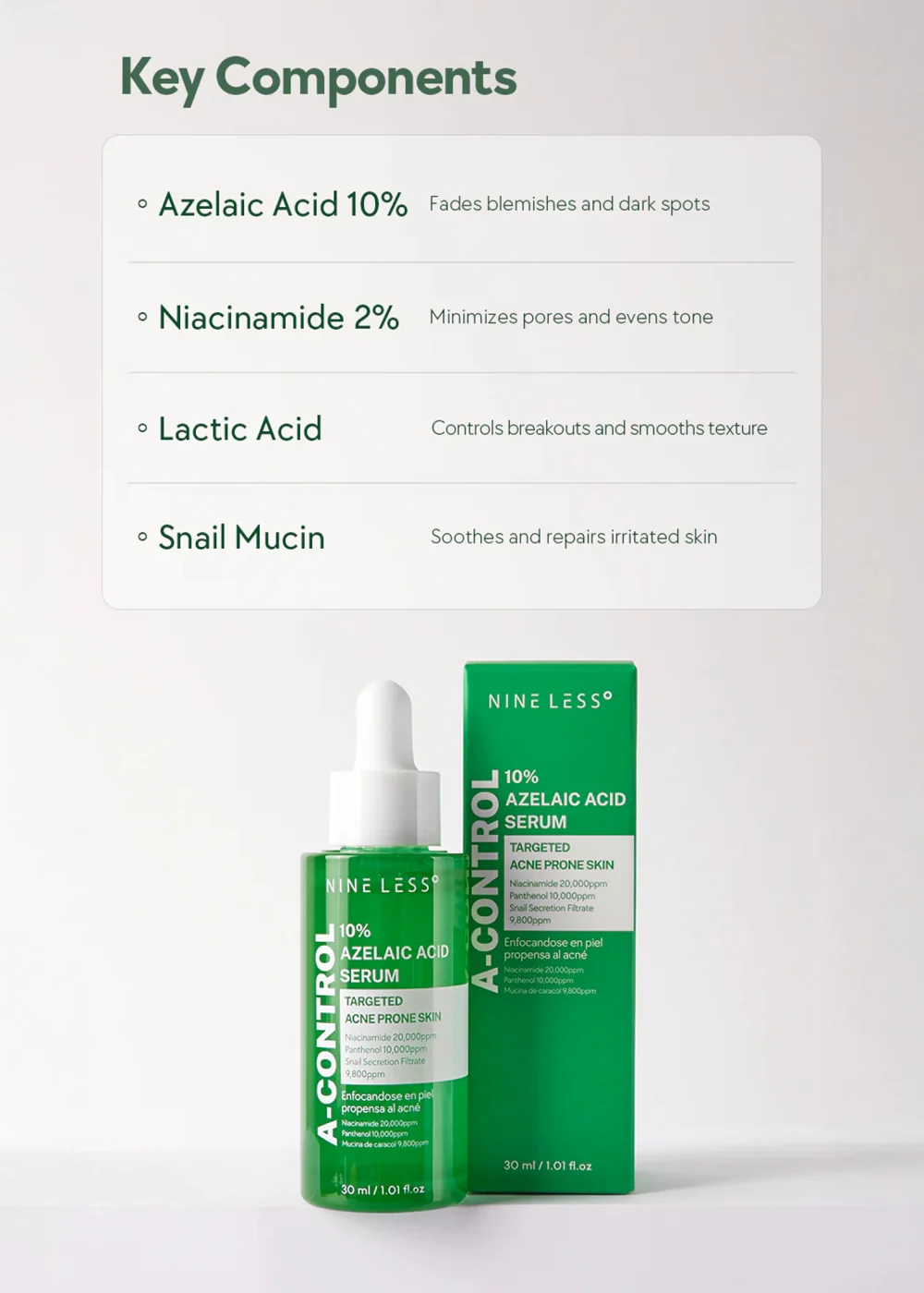 NINELESS A-Control 10% Azelaic Acid Serum 30ml - Image 4