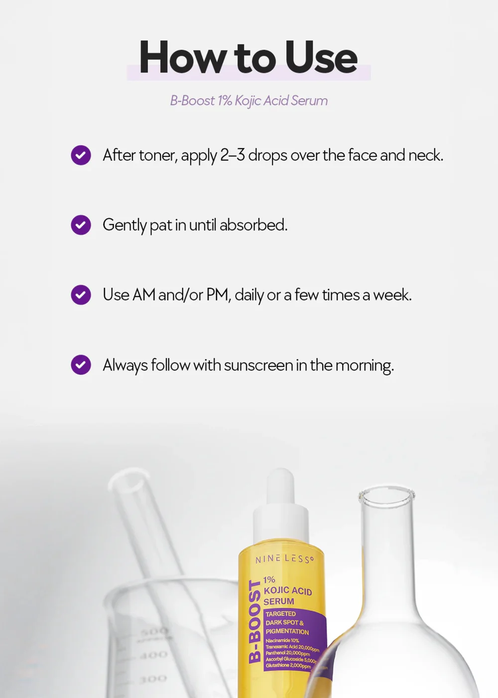 NINELESS B-Boost 1% Kojic Acid Serum 30ml - Image 6