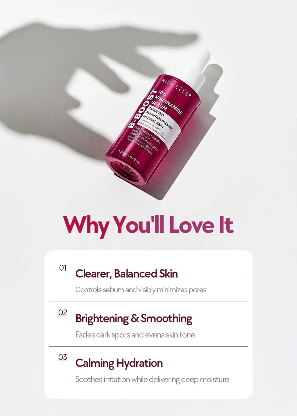 NINELESS B-Boost 10% Niacinamide Serum 30ml - Image 3