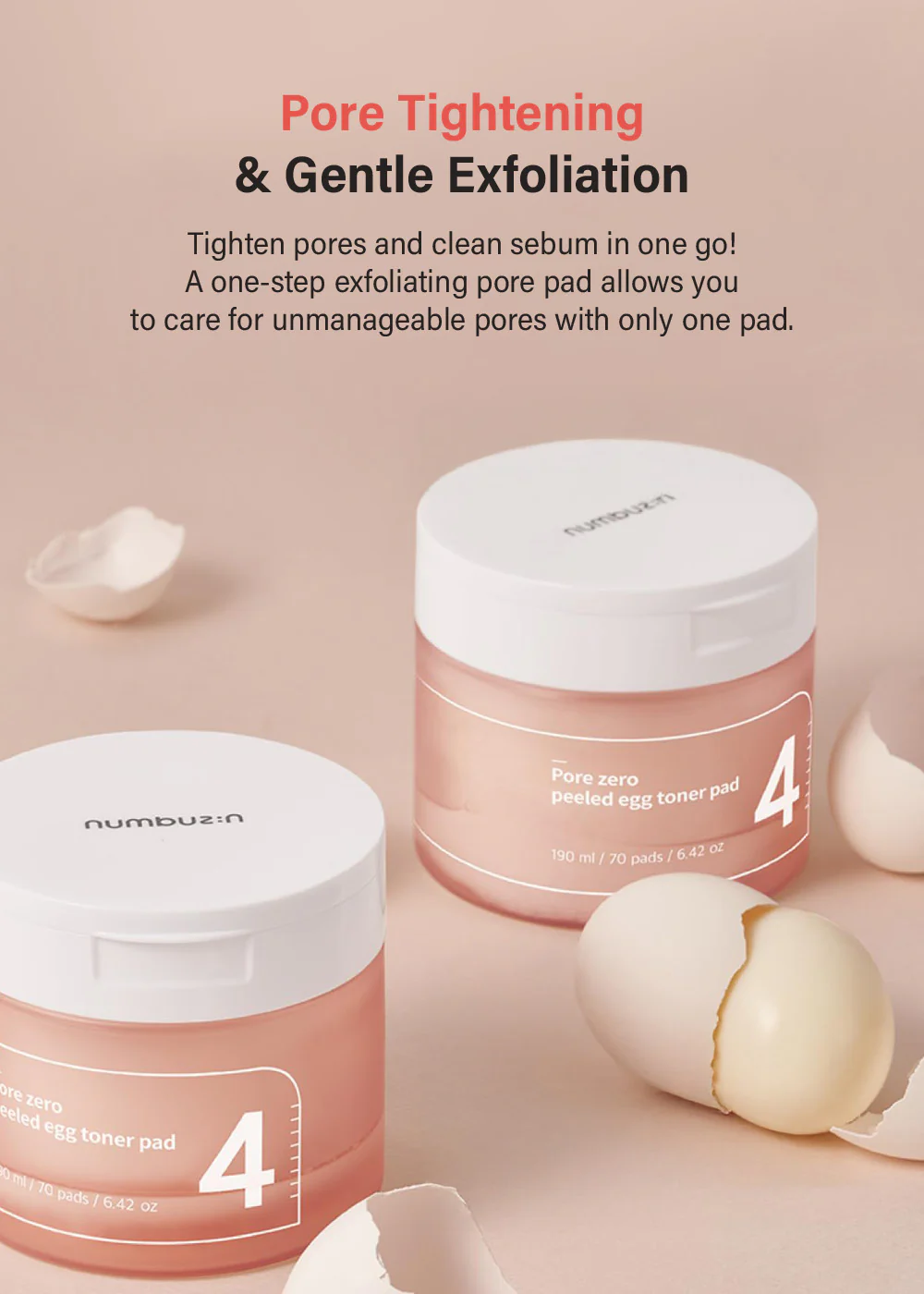 numbuzin No. 4 Pore Zero Peeled Egg Toner Pad (70 Pads) - Image 2