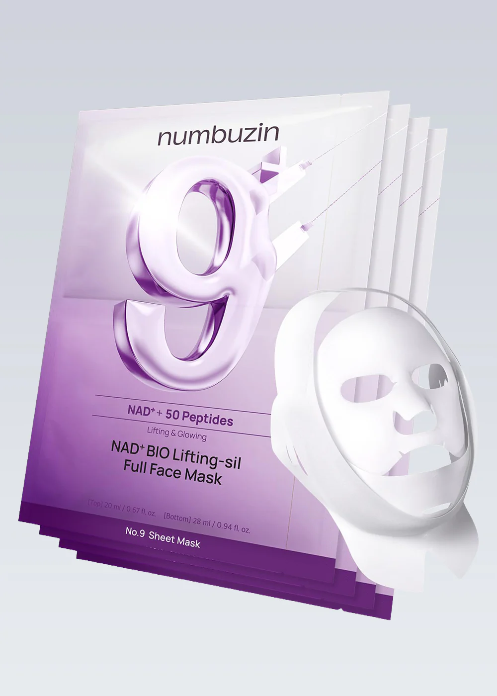 numbuzin No. 9 NMN Bio Lifting Full Cover Facial Mask (4 Sheets + Lifting Band)