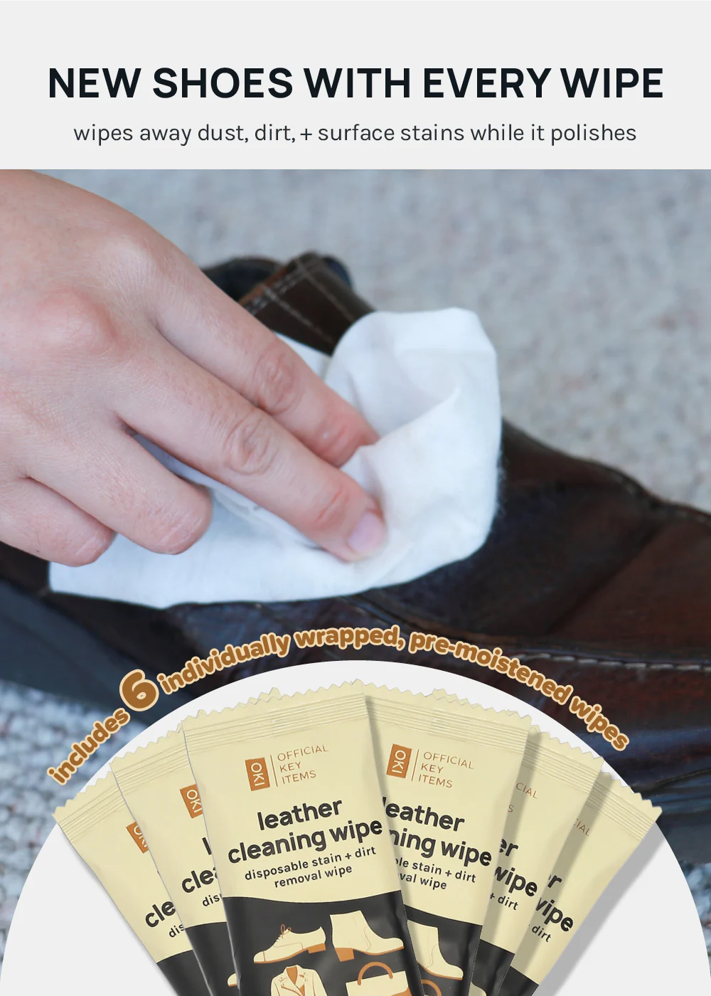 Official Key Items Leather Shoe Cleaning Wipes - Image 2