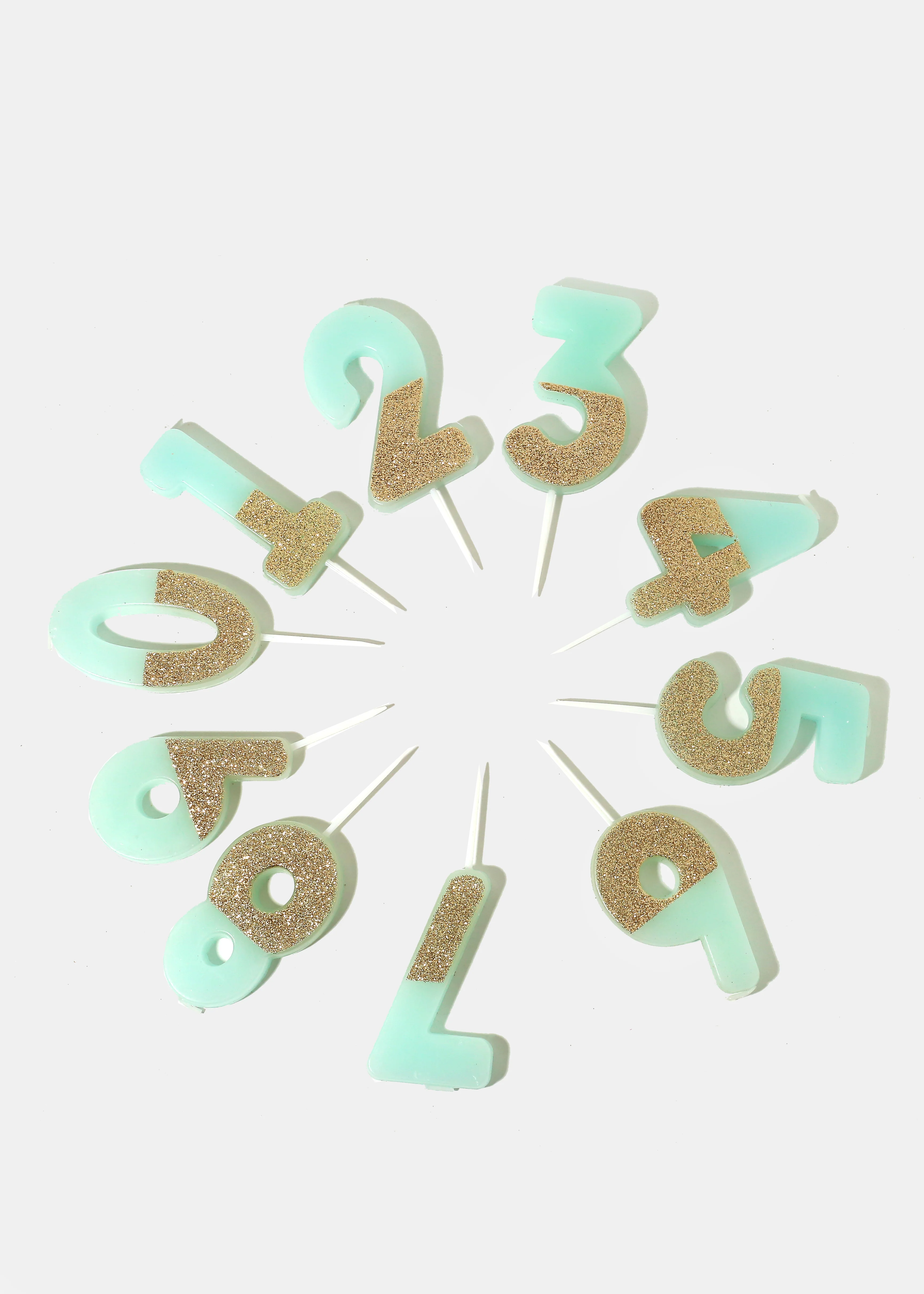 Official Key Items Mint Glitter Number Candles - Image 2