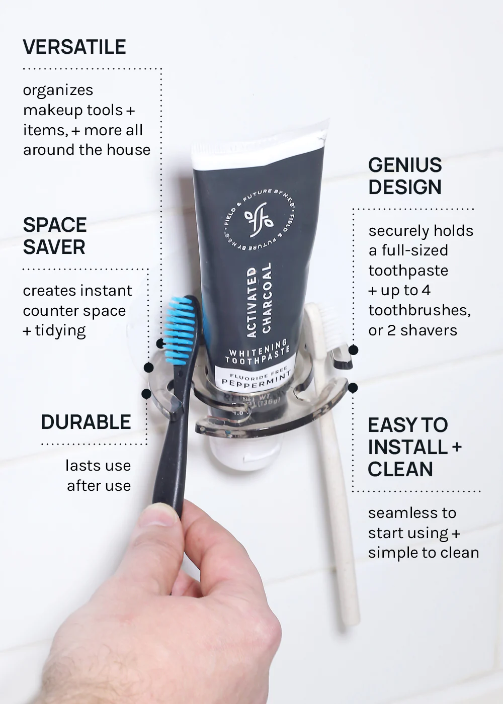 Official Key Items Self-stick Multi-toothbrush Holder - Image 4