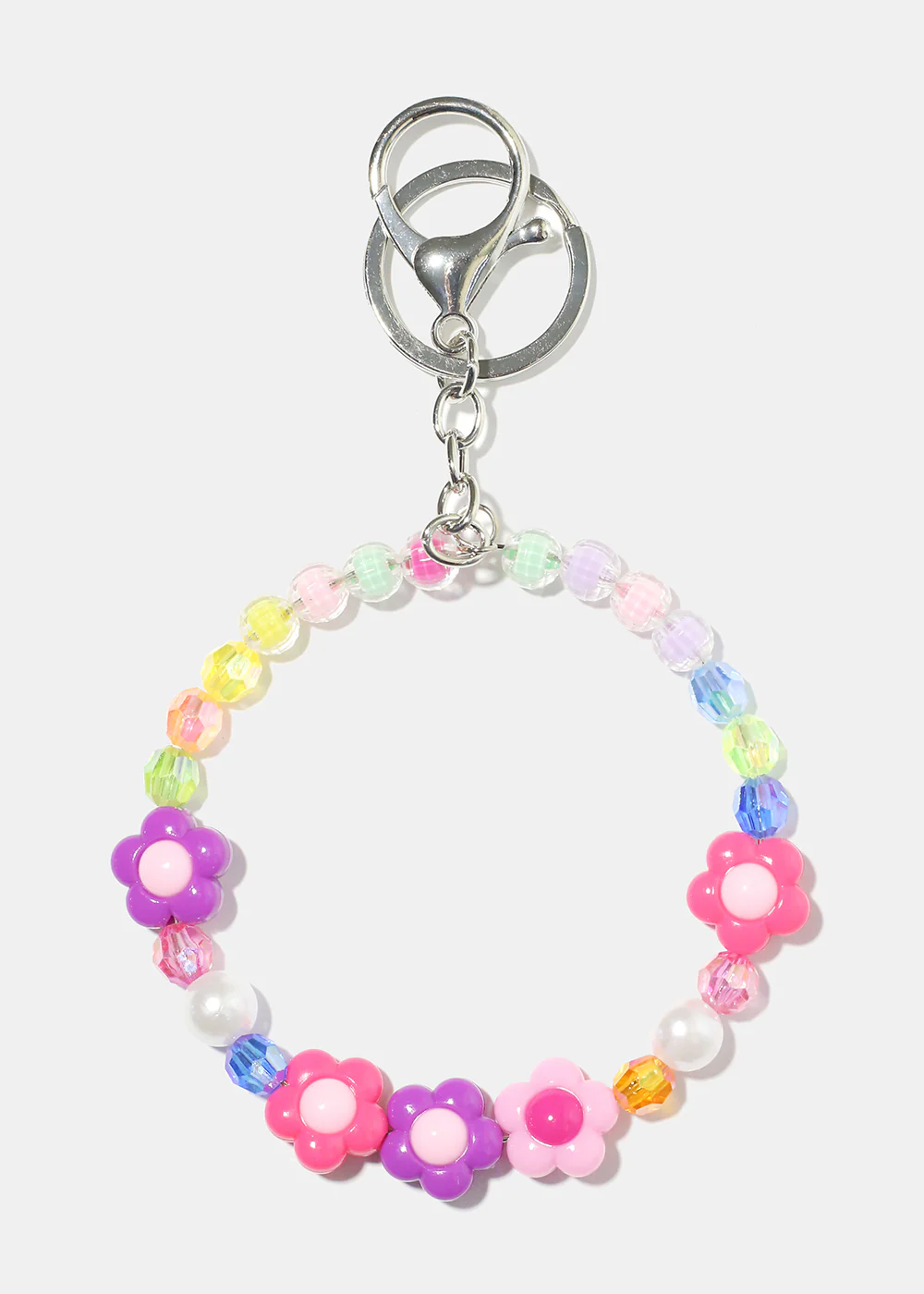 Pastel Flower Bead Bracelet Keychain - Image 3