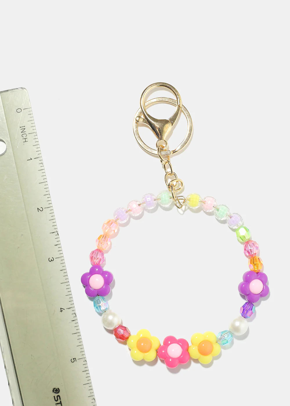 Pastel Flower Bead Bracelet Keychain - Image 4