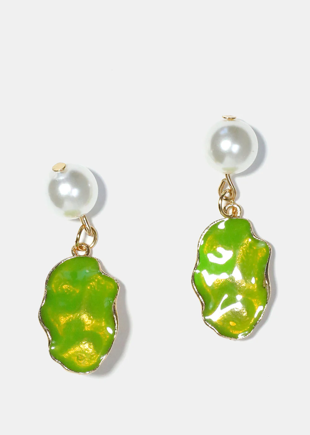 Pearl & Colorful Textured Dangle Earrings - Image 7