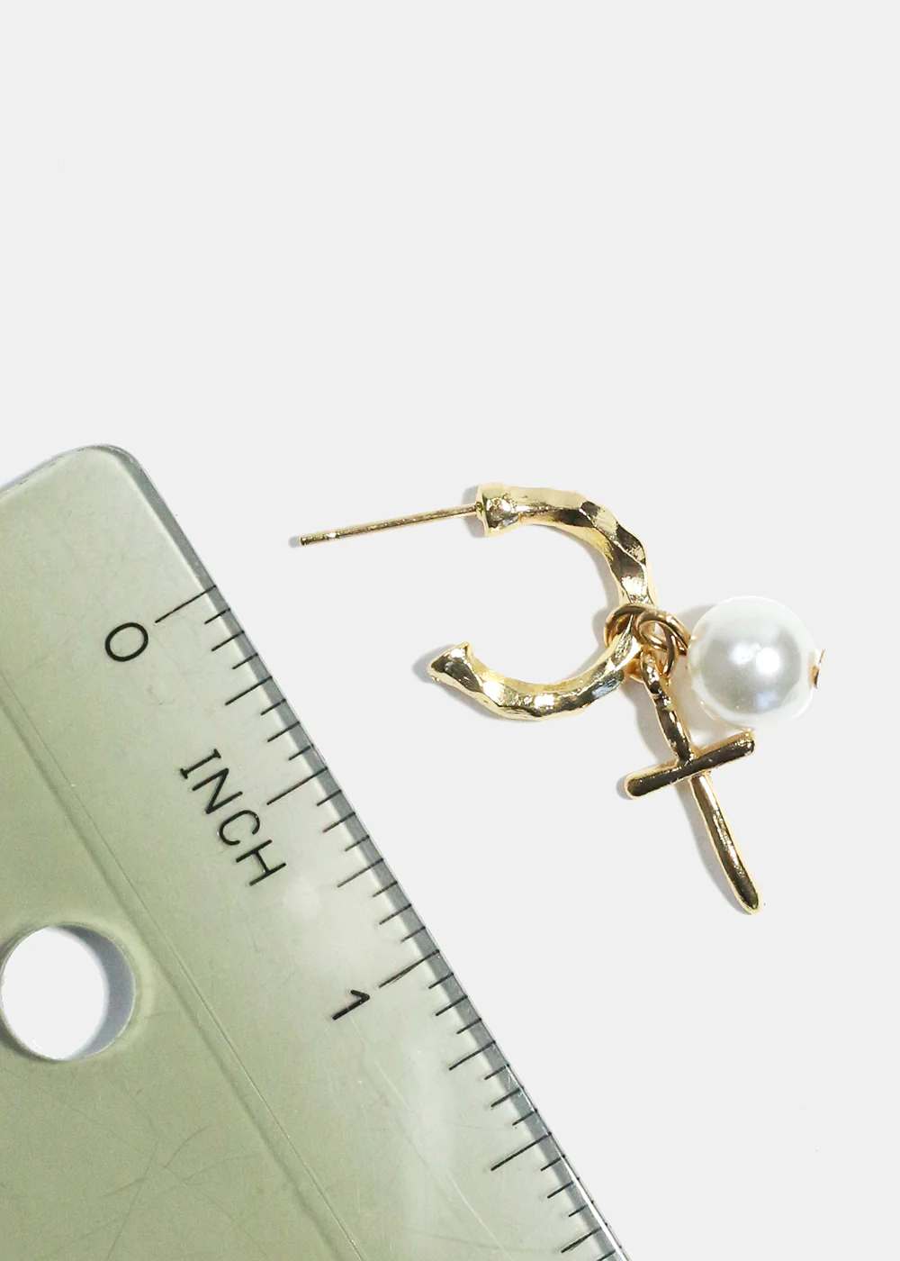 Pearl & Cross Dangle Earrings - Image 2
