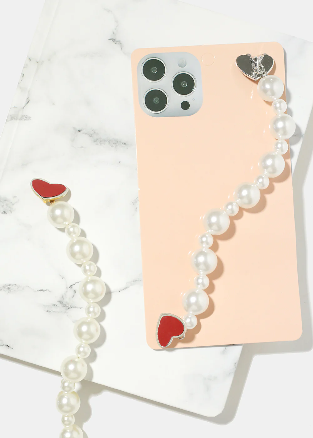 Pearl Heart Phone Strap