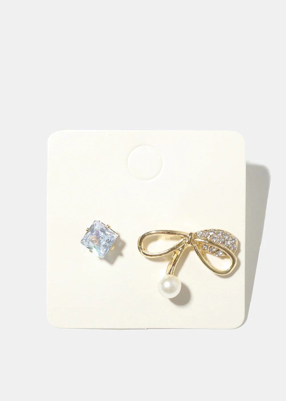 Rhinestone and Bow with Pearl Earrings - Image 3